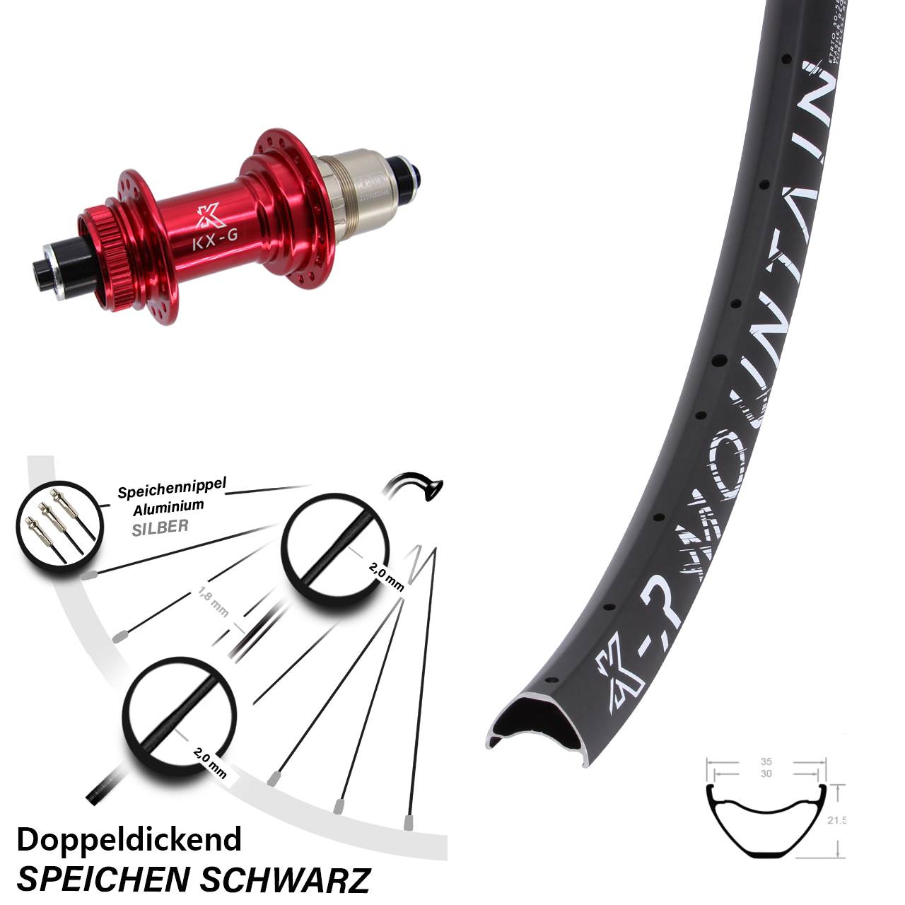 Disc Hinterrad 29 Zoll KX-GR Mountain rot SRAM XDR für Schnellspanner