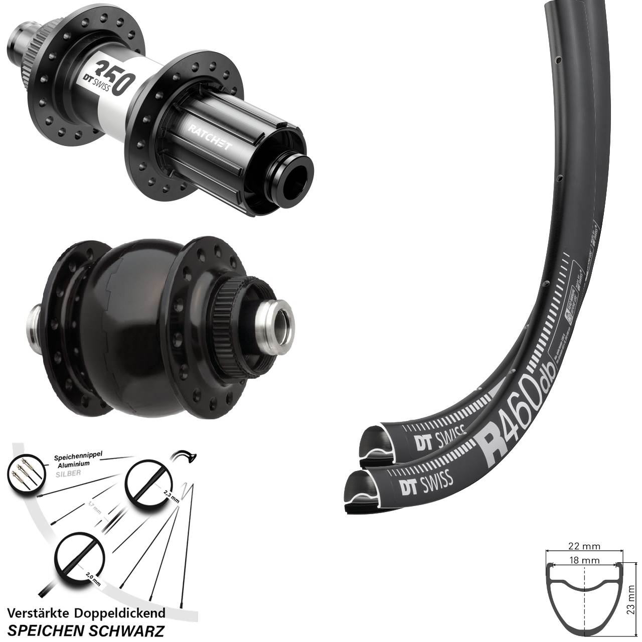 Laufradsatz Centerlock 28 Zoll DT Swiss R460-350 SON delux 11-12 fach HG 12x100/142