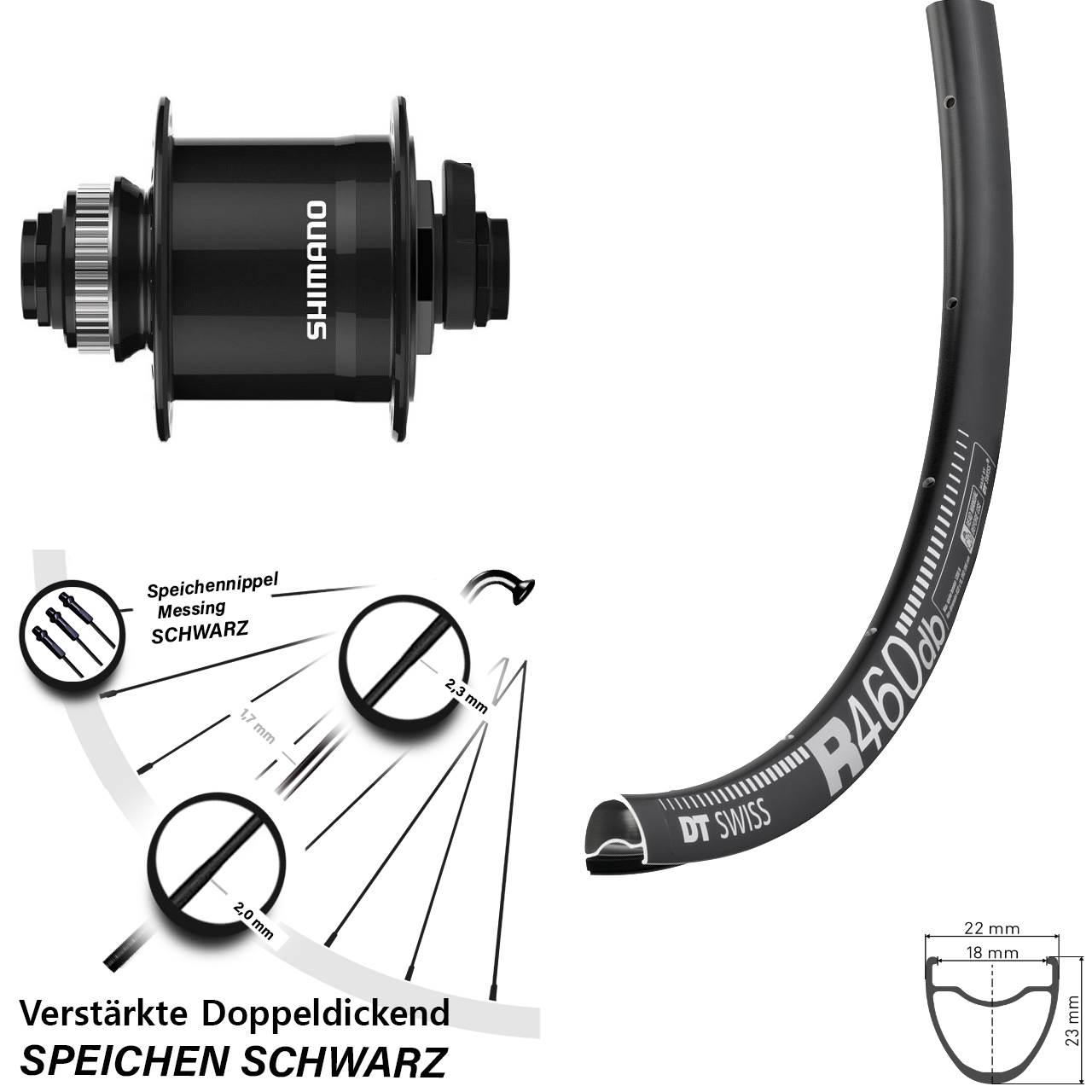Vorderrad 28 Zoll DT Swiss R 460 Shimano DH-UR708 15x100 Centerlock