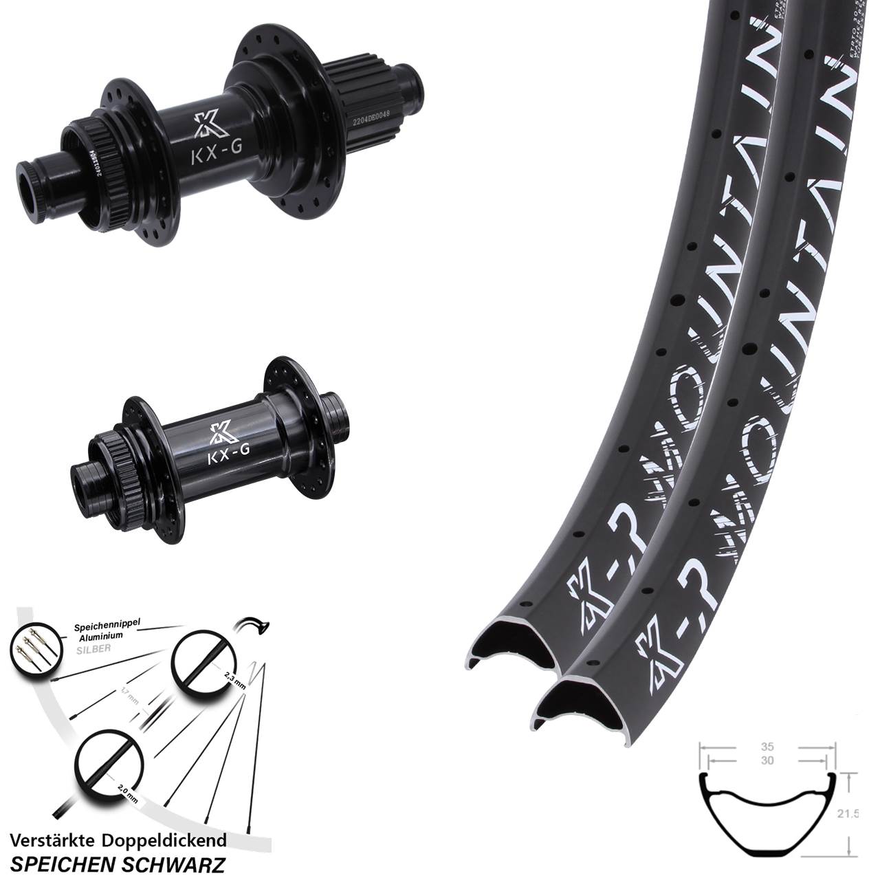 KX-GSR Mountain Heavy Duty 27,5 Zoll Laufradsatz Centerlock 12x100/142 Micro Spline