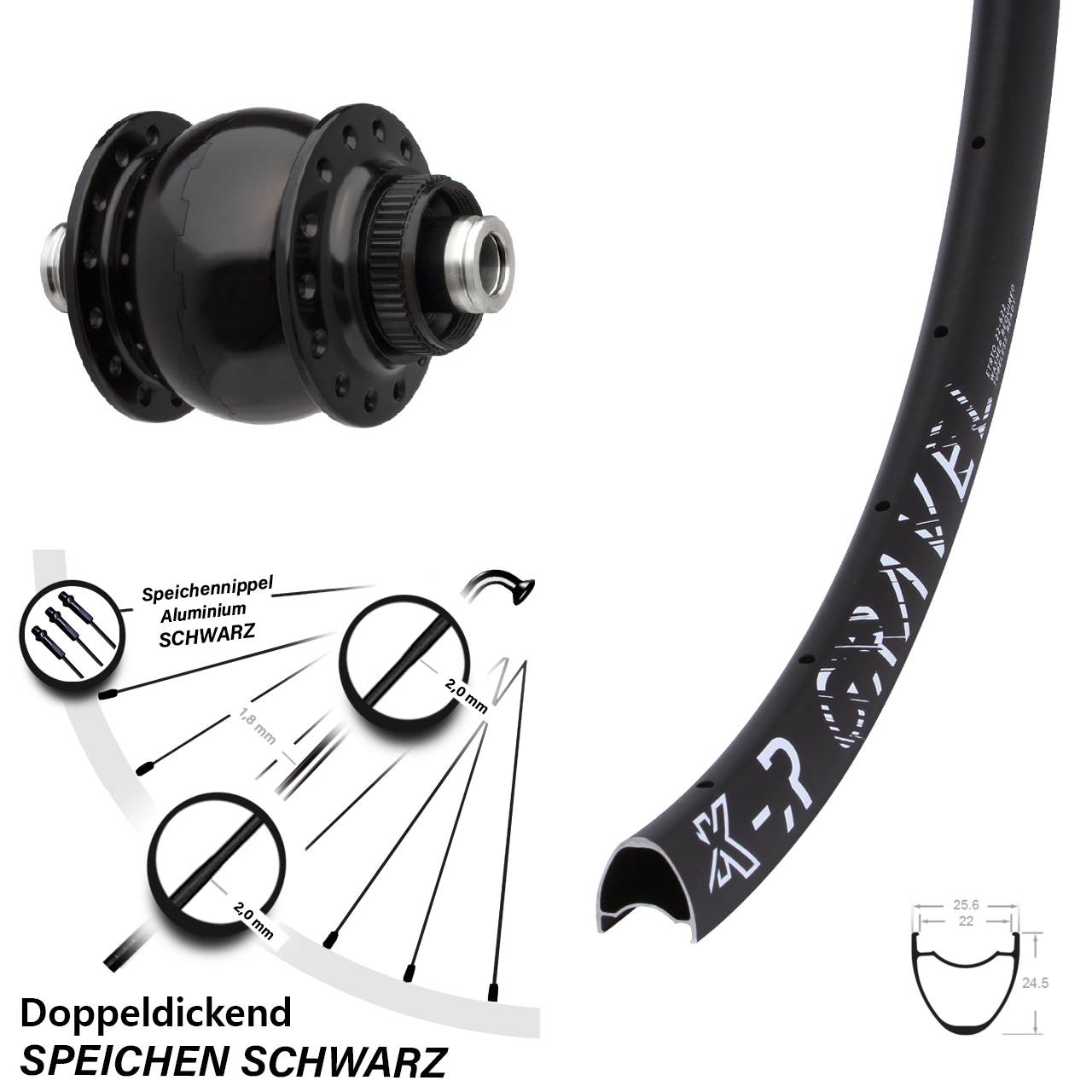 SON 28 Zoll KX-R Gravel Disc Nabendynamolaufrad 12x100