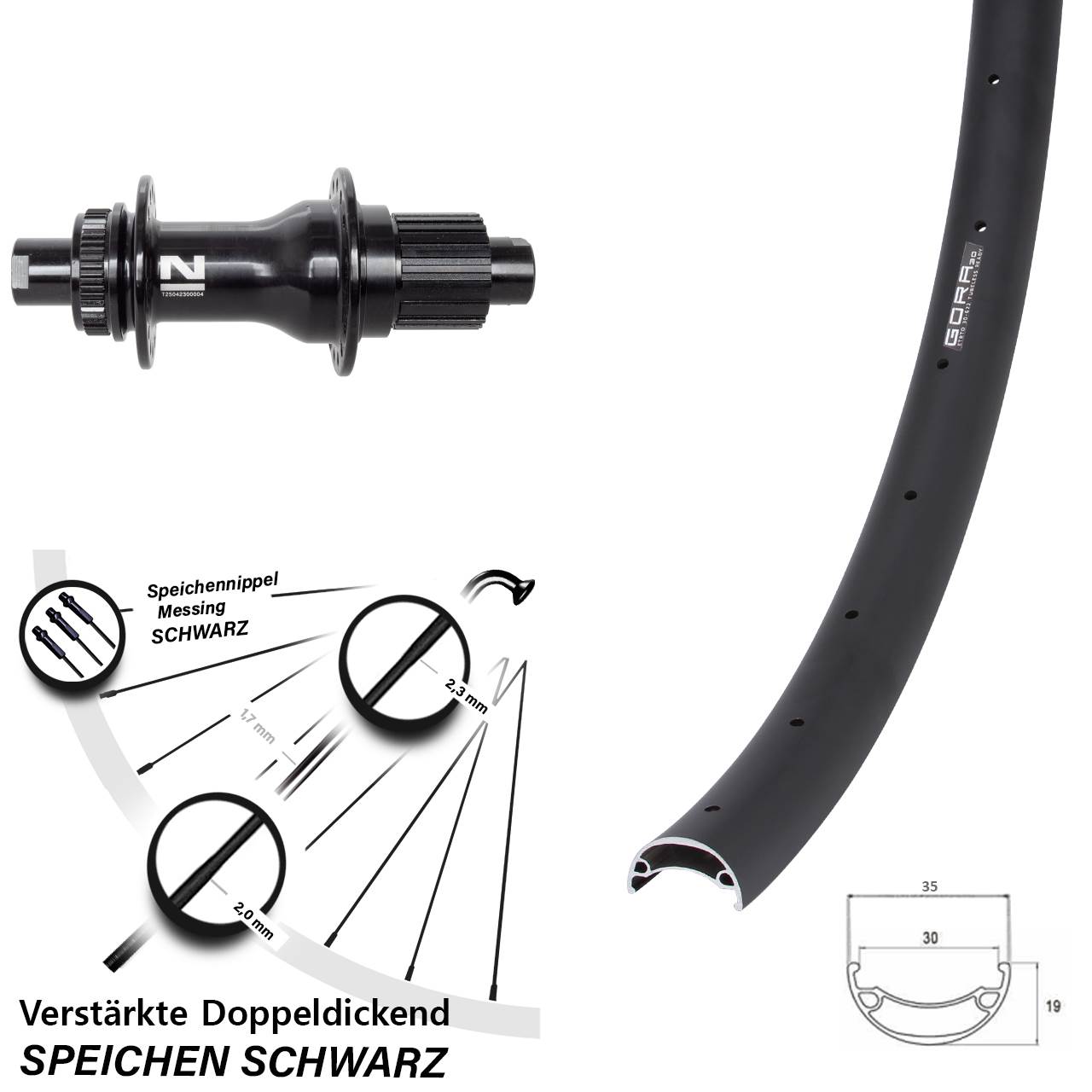 Centerlock Hinterrad 12x142 26 Zoll Gora 30 Novatec D792SB Shimano Micro Spline