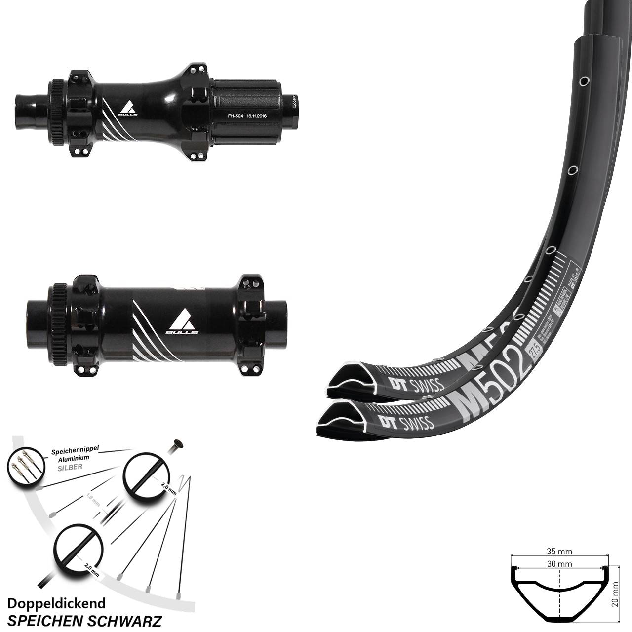 29 Zoll Laufradsatz Boost DT Swiss M 502 Straightpull Formula