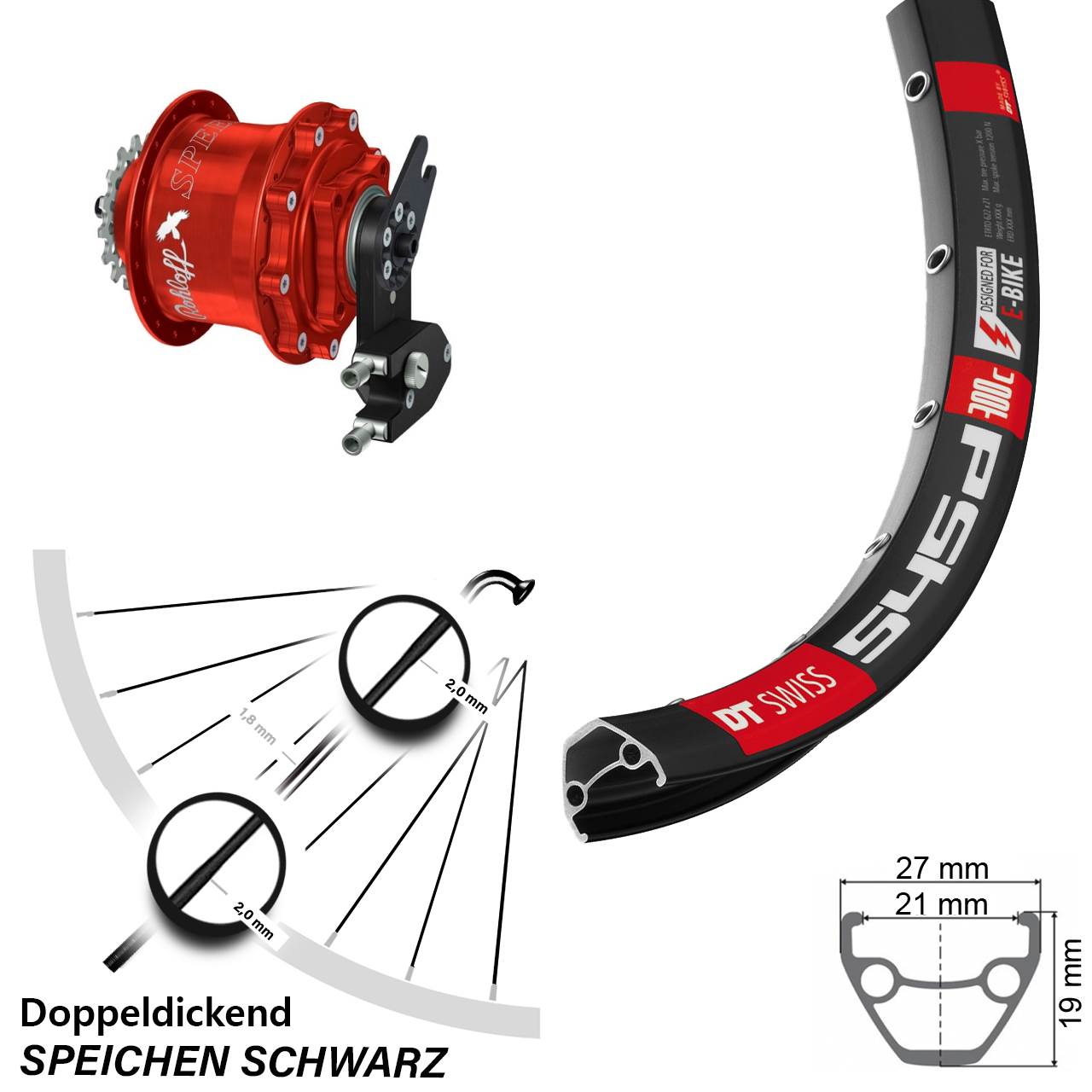 Disc Hinterrrad 26 Zoll DT Swiss 545d Rohloff Speedhub 500/14 CC DB OEM2 rot