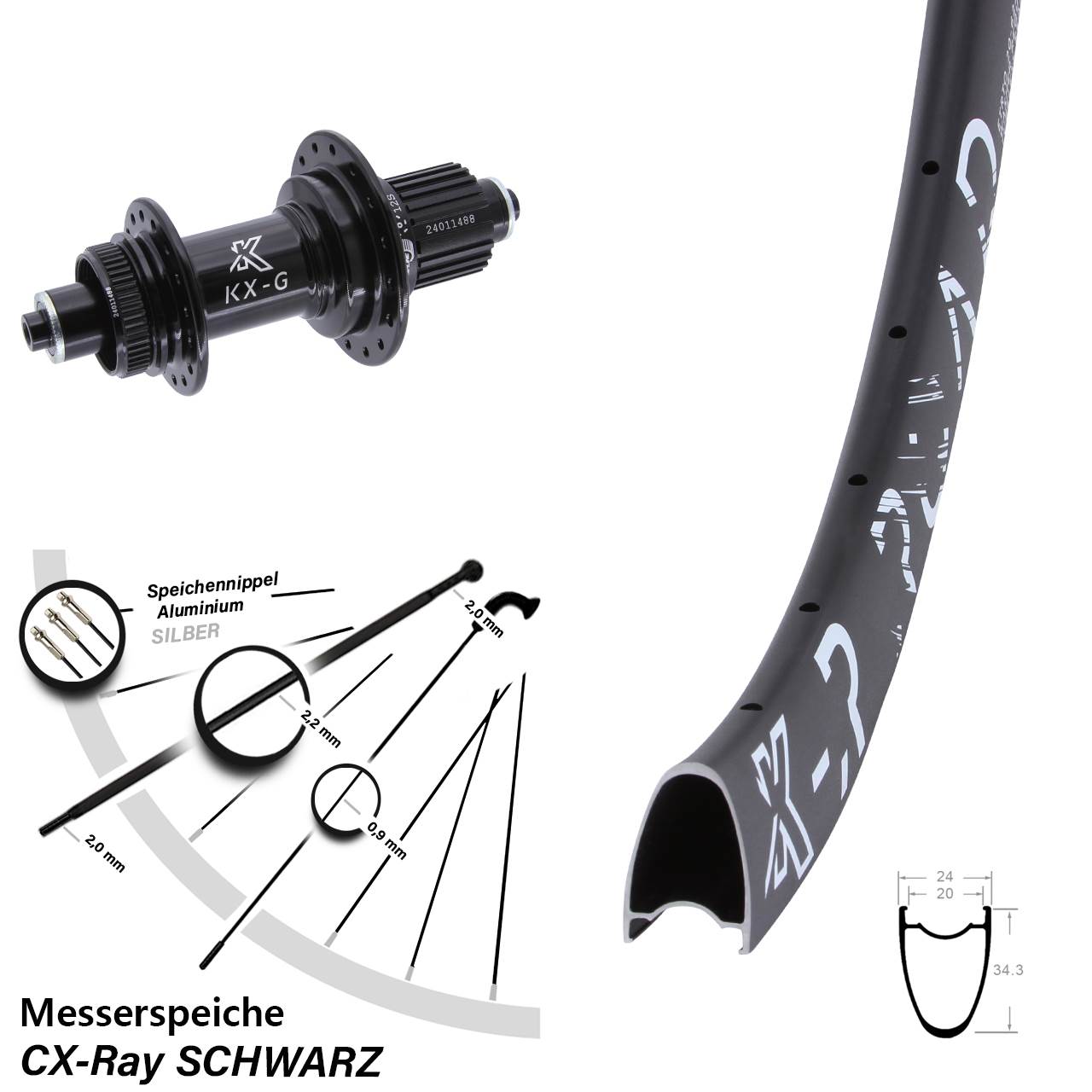 Disc Laufrad QR 28 Zoll KX-GR Road Micro Spline CX-Ray