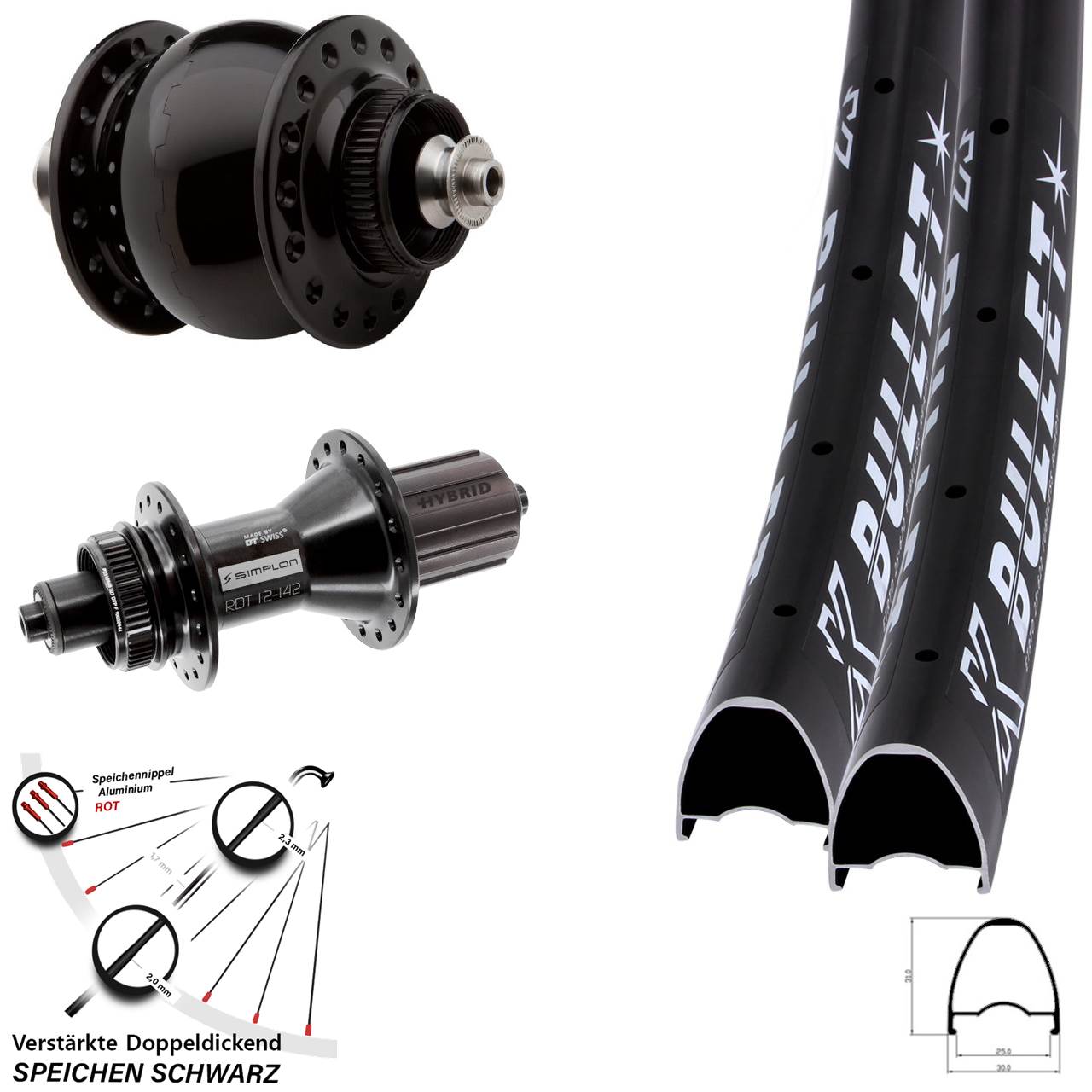 KX Bullet DT Swiss 370 Hybrid SON 28 29 Zoll Disc Laufradsatz für Schnellspanner 8-11 fach