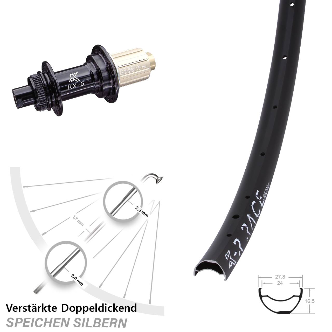 Hinterrad Centerlock 12x142 KX-R Race MTB 8-12 fach