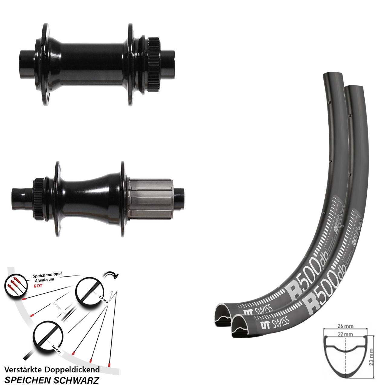 DT Swiss R500 Formula CL-142S CL-712 28-29 Zoll Disc Laufrad-Satz 12x100/142 8-11 fach