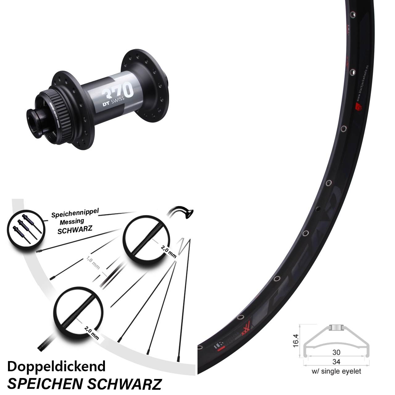 27,5 Zoll Rodi Ready 30 DT Swiss 370 Disc Laufrad 15x100