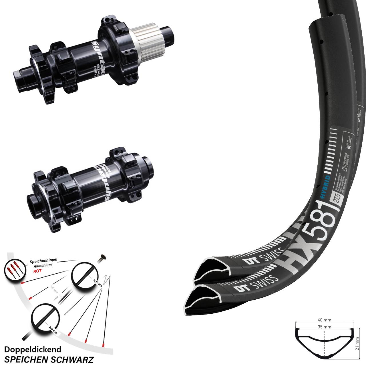 Syntace Boost DT Swiss HX 581 Laufradsatz 27,5 Zoll Micro Spline