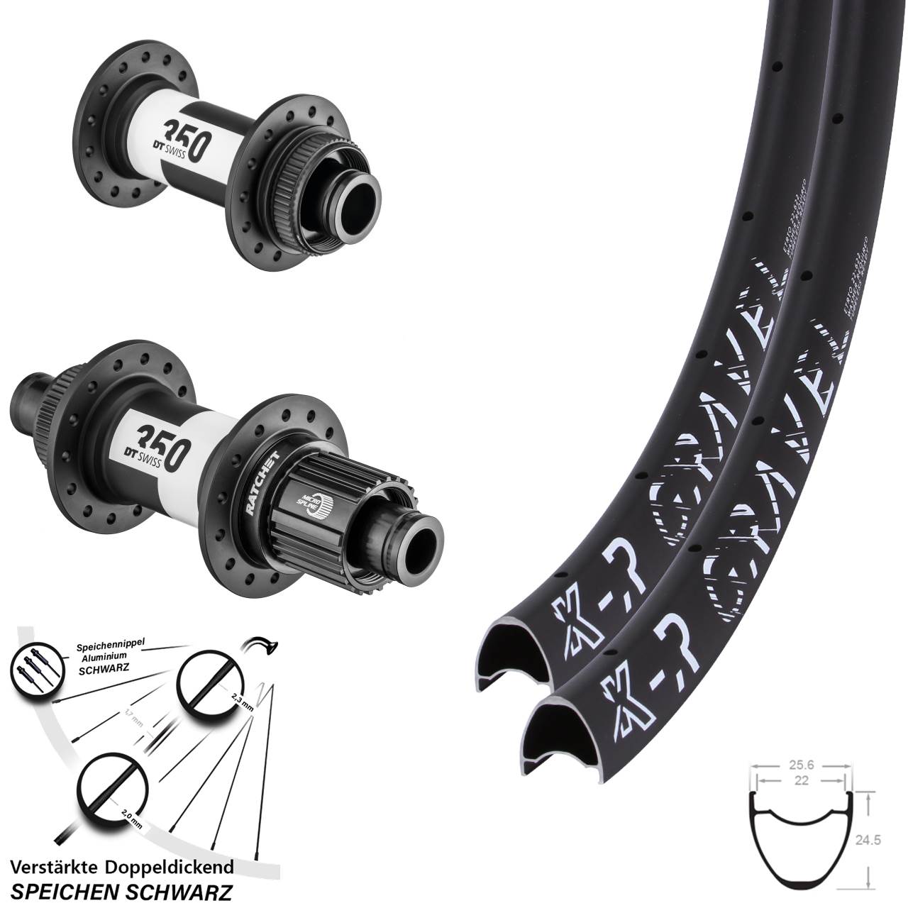 28 Zoll KX R Gravel DT Swiss 350 Micro Spline Centerlock Laufradsatz 15x100/12x142