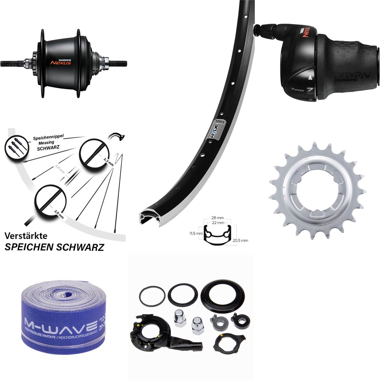 27,5 Zoll Hinterrad Shimano 7 Gang Nabenschaltung Freilauf Ryde Andra 35