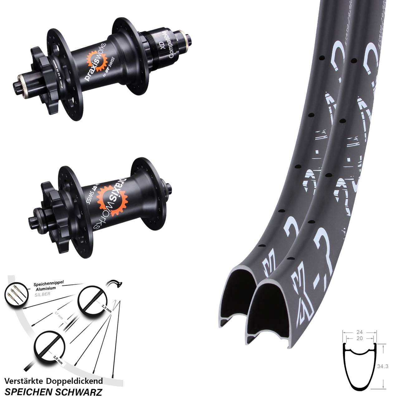 Laufradsatz 6-Loch 28-29 Zoll KX-R Road DT Swiss 350 XD 11-12 fach für Schnellspanner