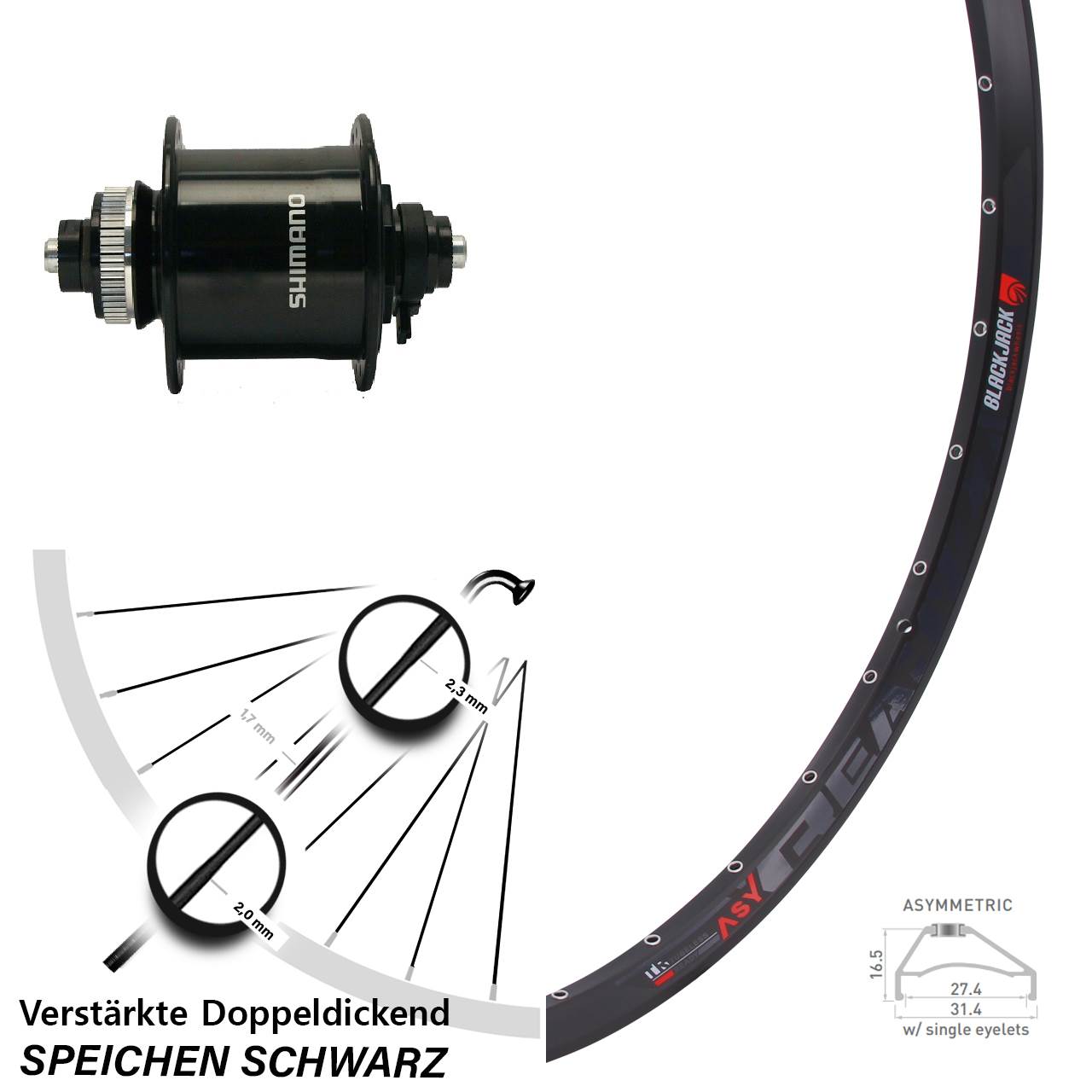 29 Zoll Vorderes Rad mit Nabendynamo Rodi Ready 27 Shimano DH-UR700 Centerlock