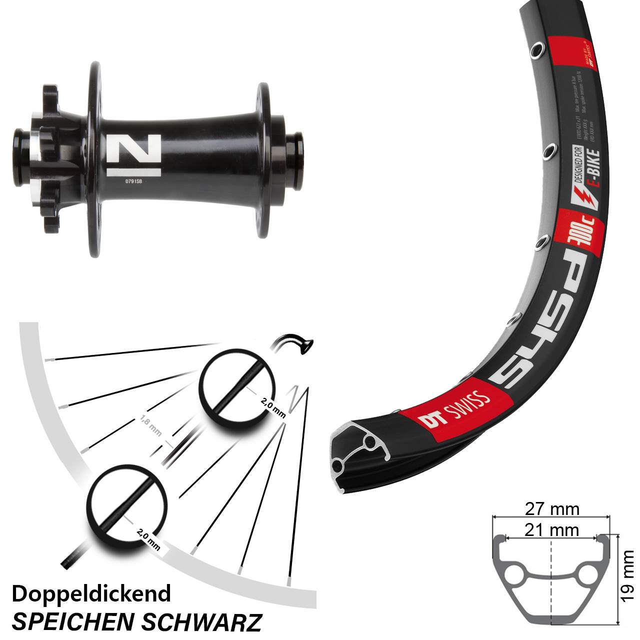 26 Zoll DT Swiss 545d Novatec D791 Disc Vorderrad 15x100