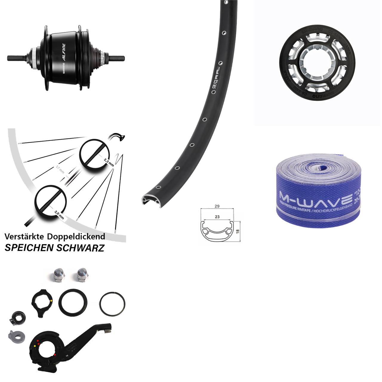 28-29 Zoll Hinterrad Shimano Alfine 8 Gang Gora 23
