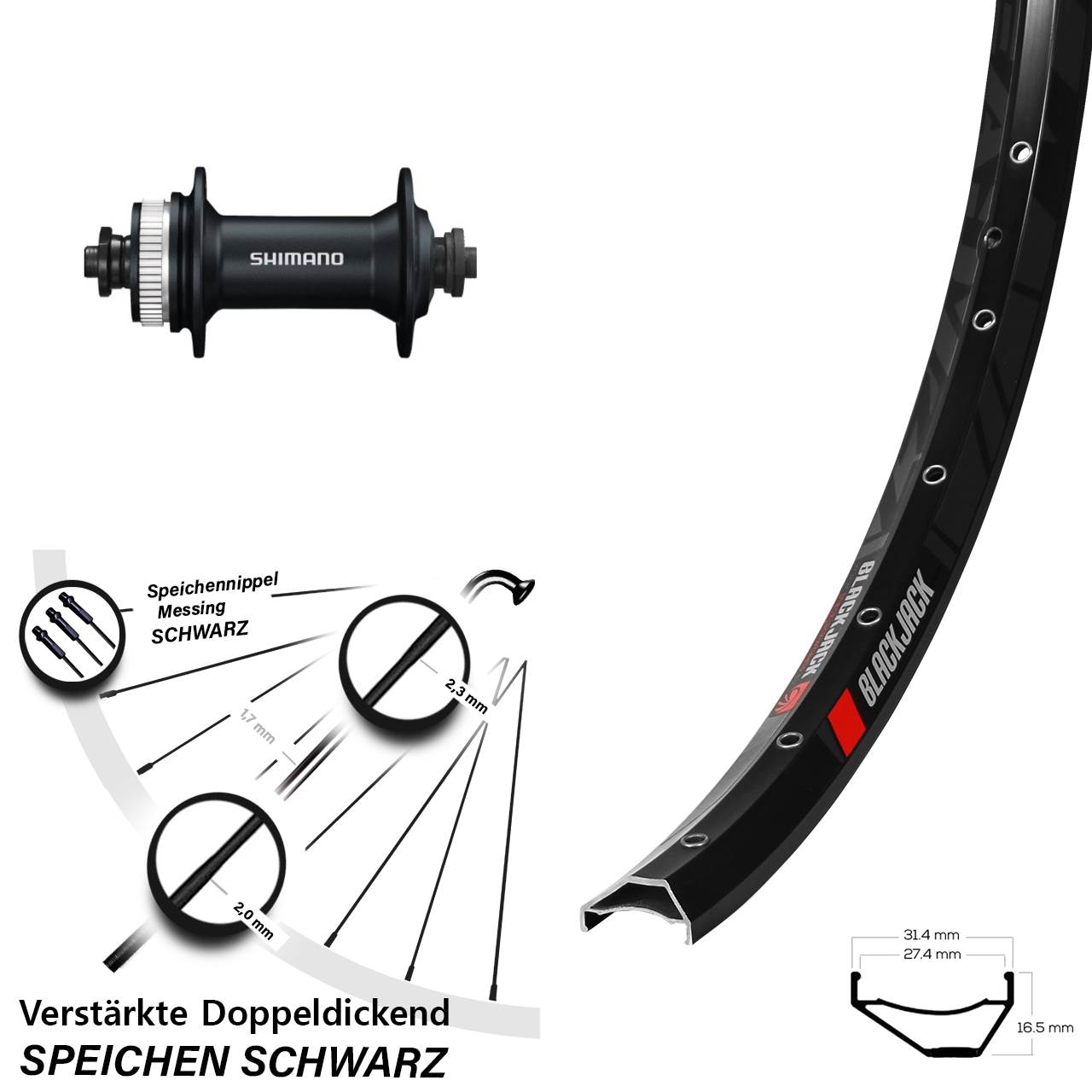 Rodi Ready 27 Shimano HB-M4050 27,5 Zoll Vorderrad Centerlock QR