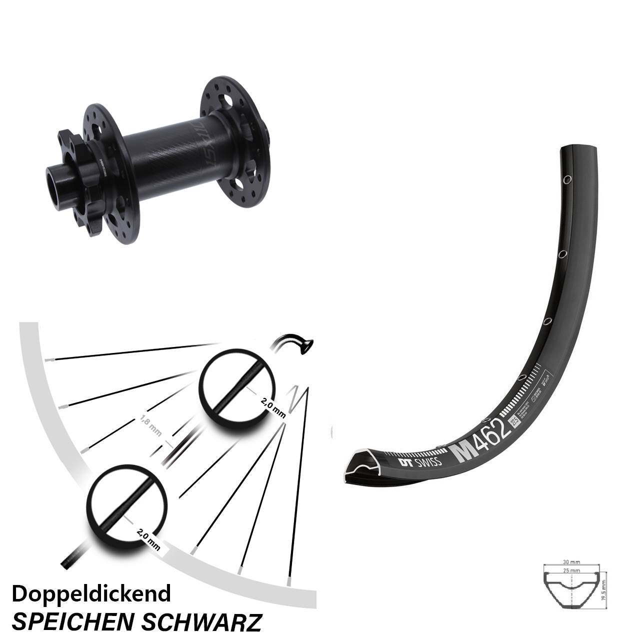 DT Swiss M462 Bear Pawls 6-Loch 29 Zoll Vorderrad 15x110 Boost