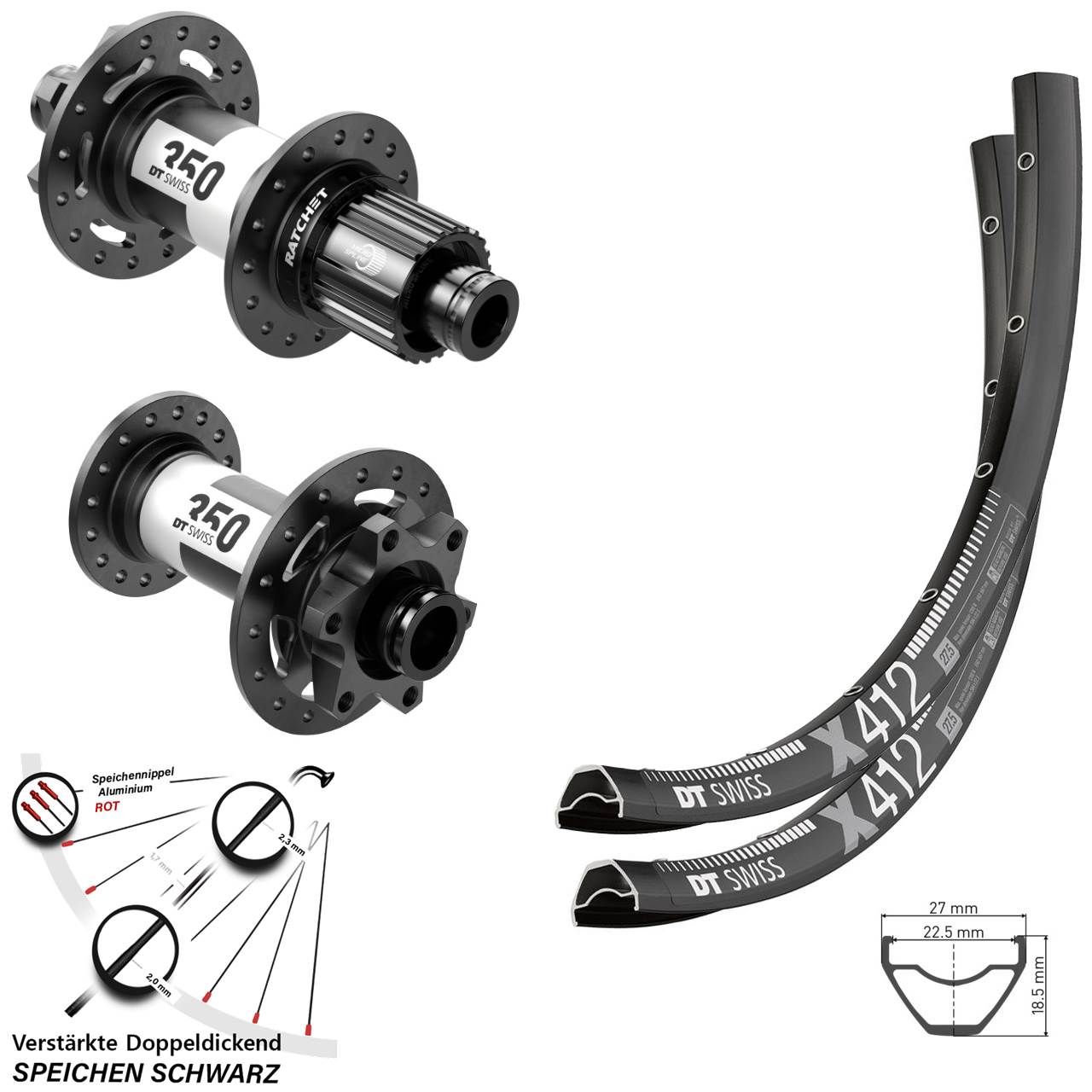 6-Loch Laufradsatz 28 Zoll DT Swiss X412 350 Micro Spline 15x110 12x148