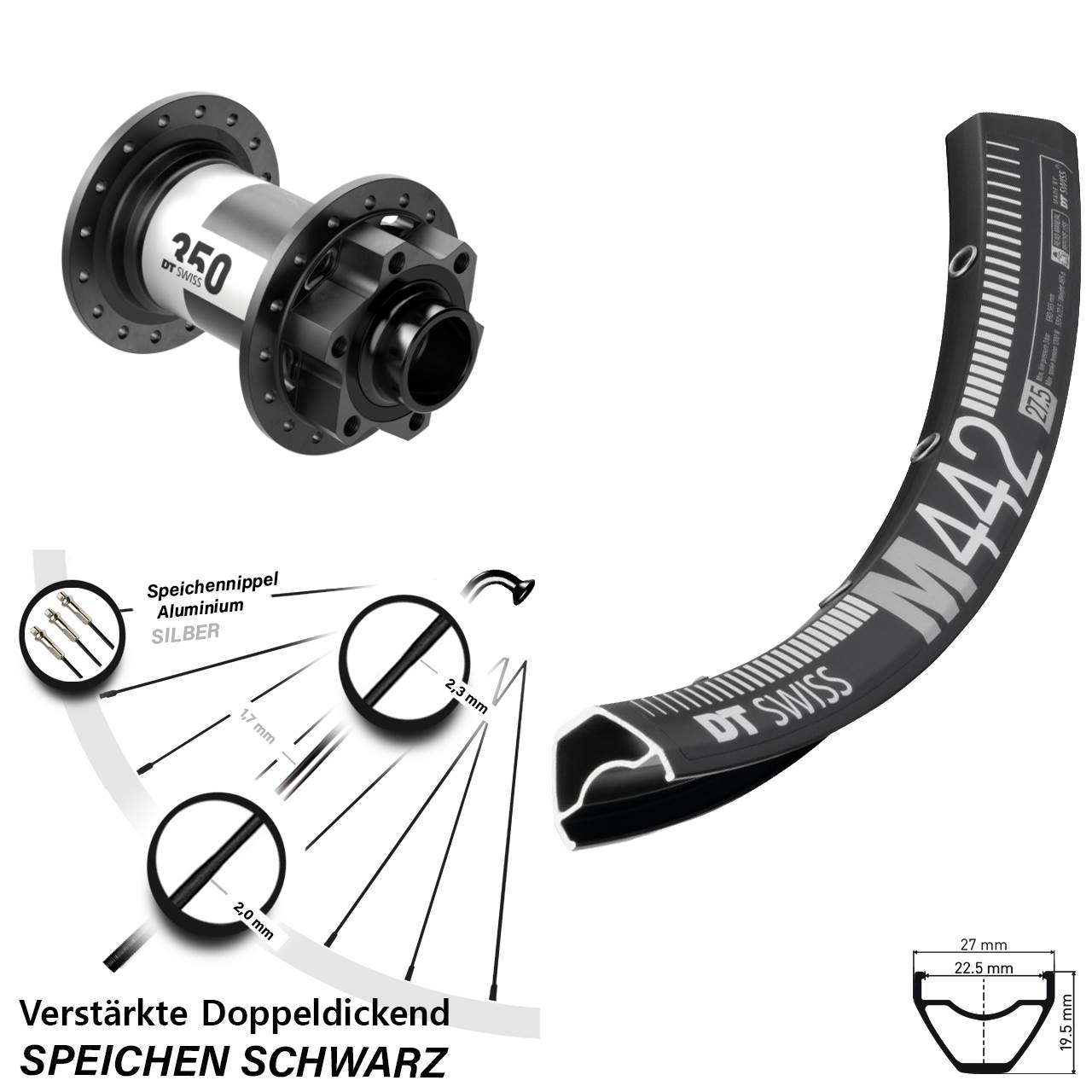 Disc Laufrad 28-29 Zoll DT Swiss M442-350 20x110 Boost