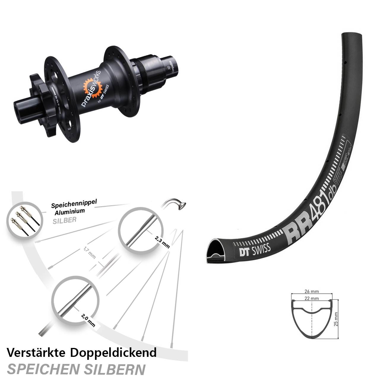 Disc Laufrad 28 Zoll DT Swiss RR 481-350 SRAM XD 12x142