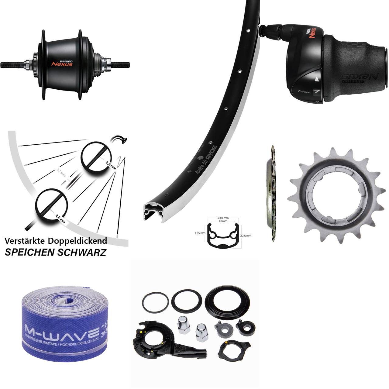 Ryde Andra 30 Hinterrad 28 Zoll Shimano Nexus 7 Gang Freilauf