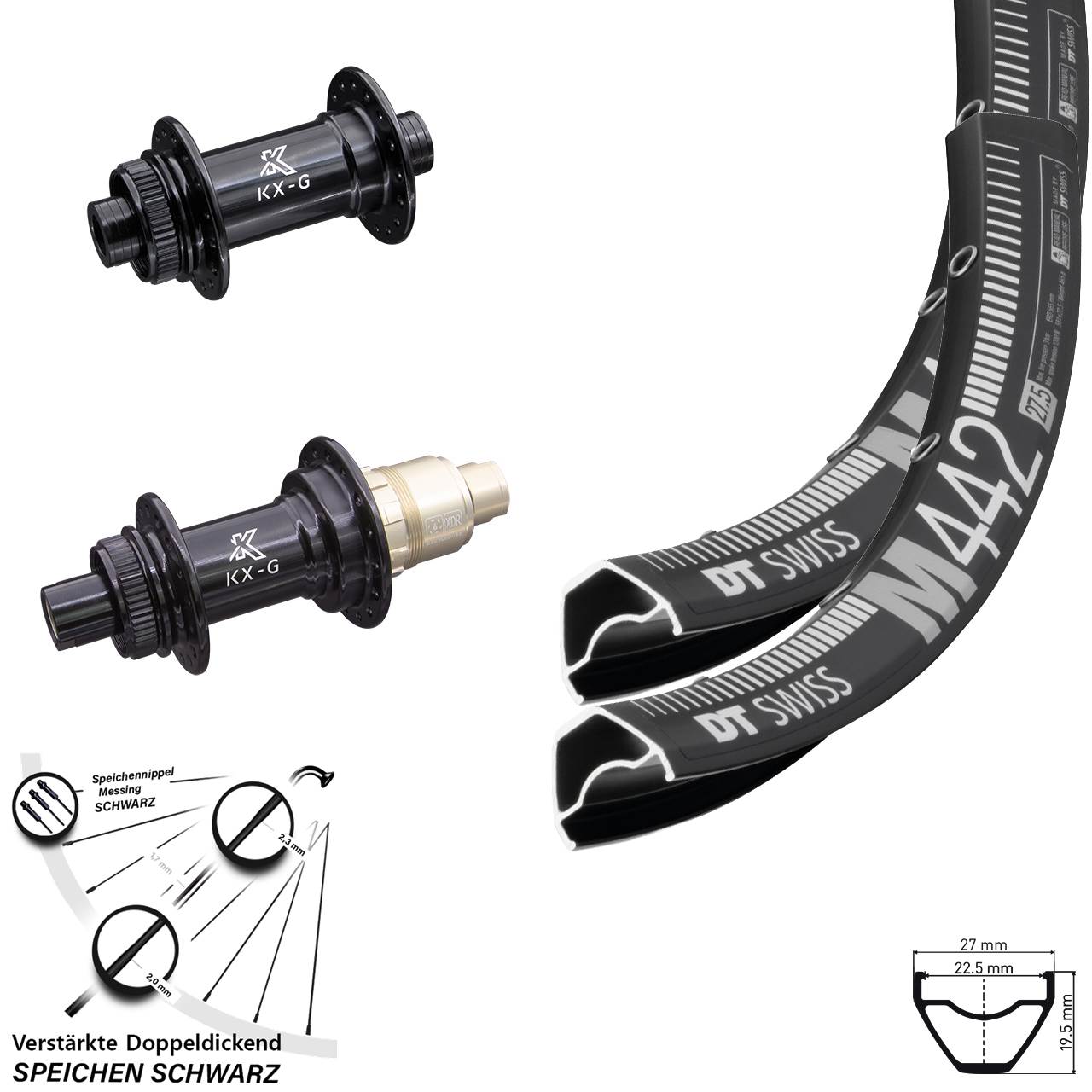 Centerlock Laufradsatz 15x100 12x142 28-29 Zoll DT Swiss M 442 KX-G SRAM XDR