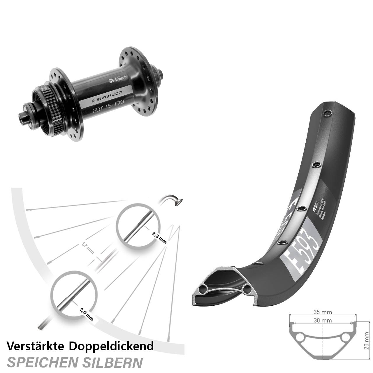 Disc Laufrad für Schnellspanner 29 Zoll DT Swiss E 593-370
