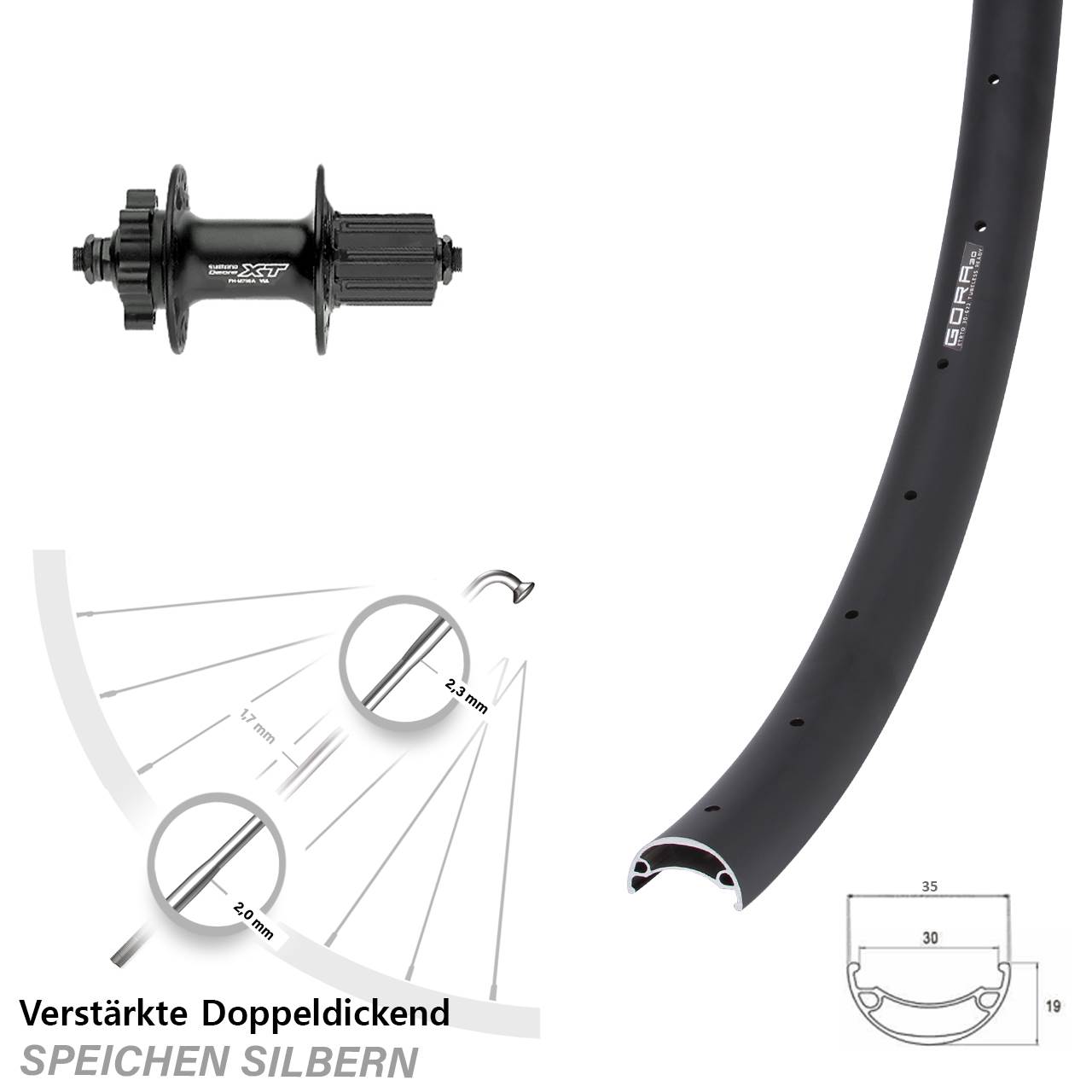 Disc Hinterrad QR 29 Zoll Gora 30 Shimano FH-M756 8-11 fach