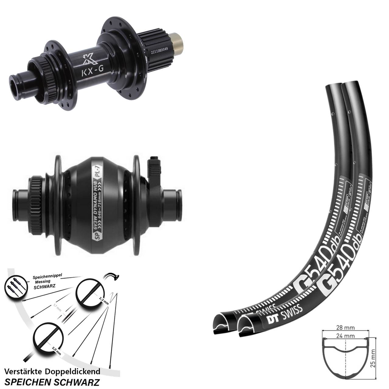 Disc Laufradsatz 12x100/142 28/29 Zoll DT Swiss G540 KX-G Steckachse SP PL-7 Micro Spline