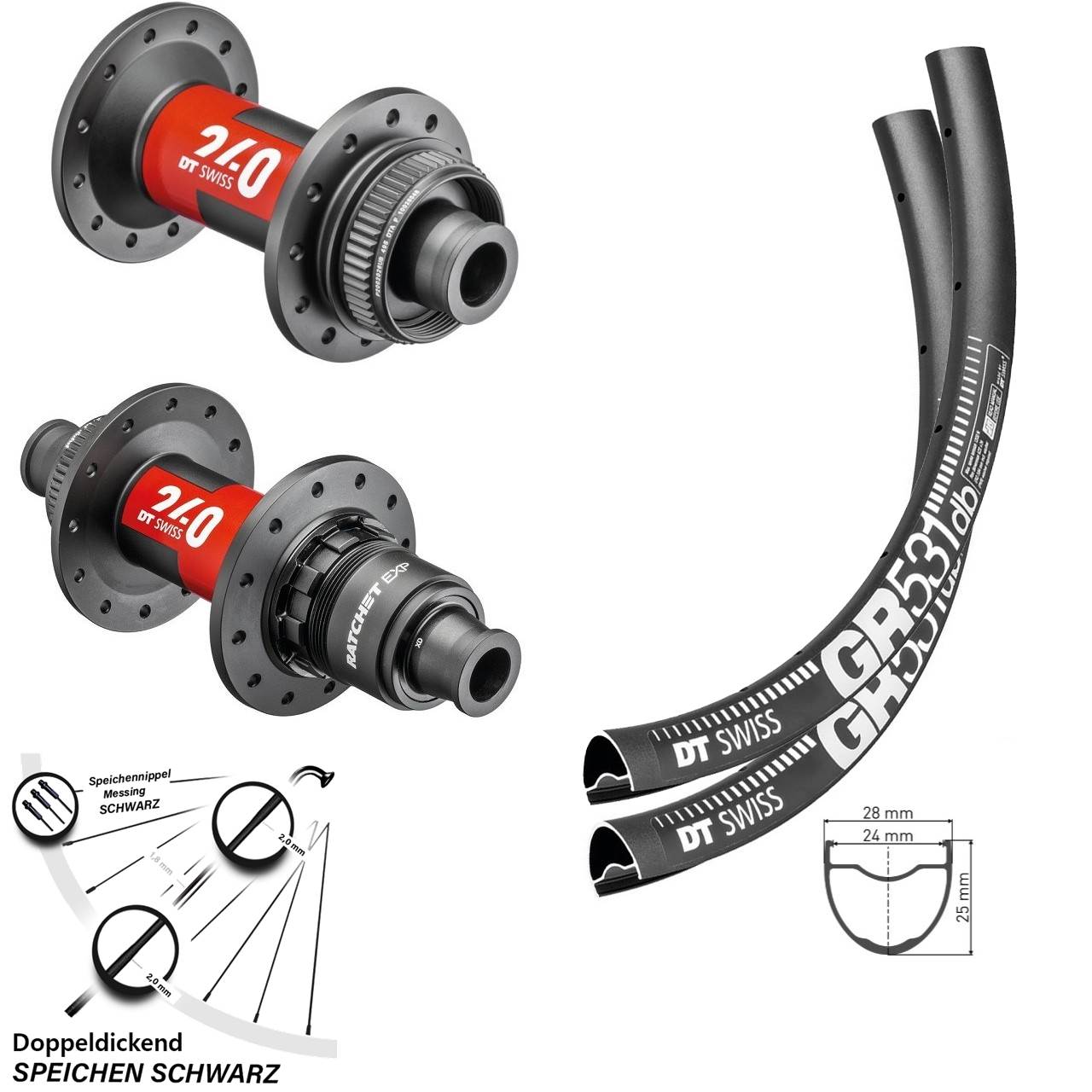 Laufradsatz 12x100/142 28 Zoll DT Swiss GR531-240 EXP XDR 11-12 fach