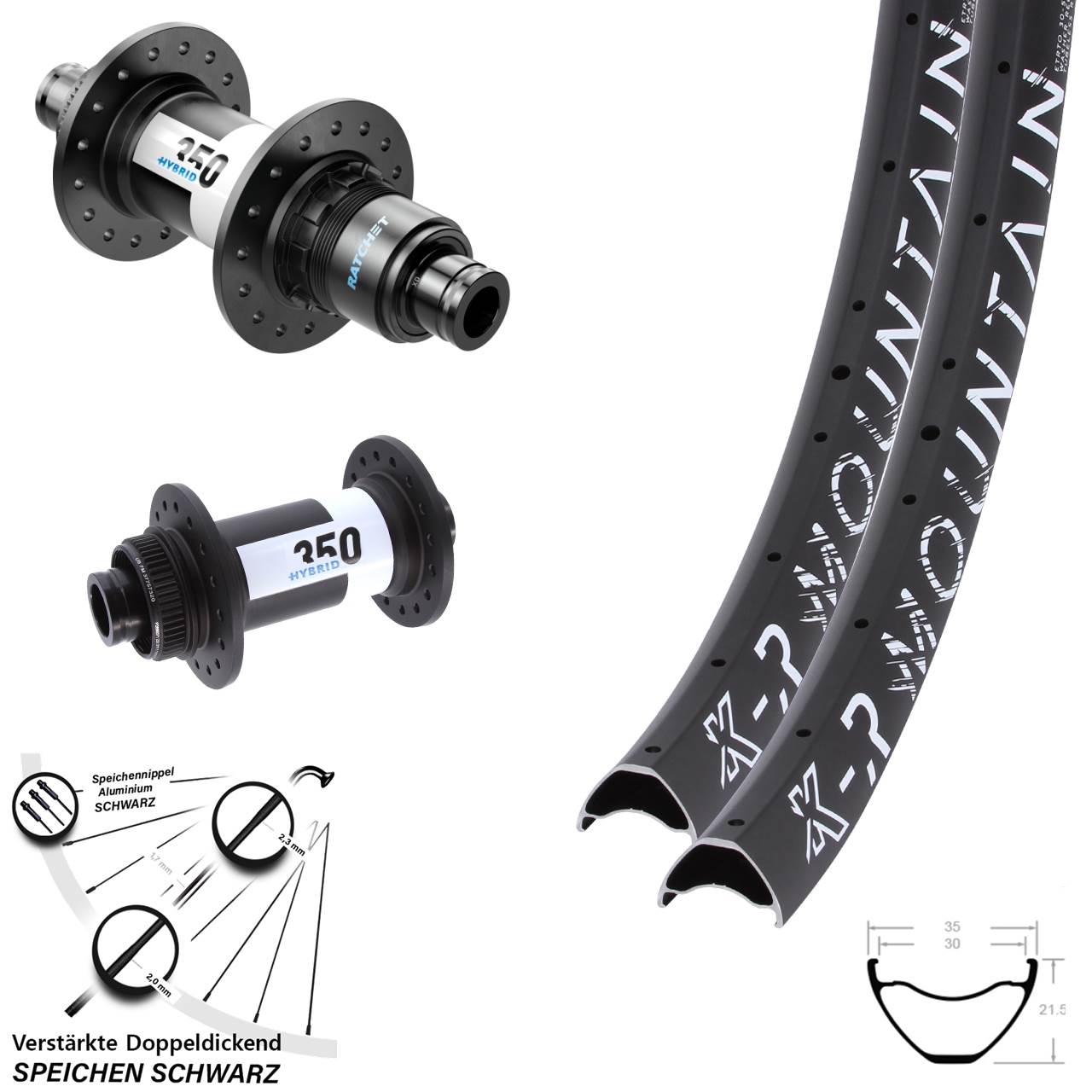 Centerlock Laufradsatz 15x110 12x148 27,5 Zoll KX-R Mountain DT Swiss 350 Hybrid XD