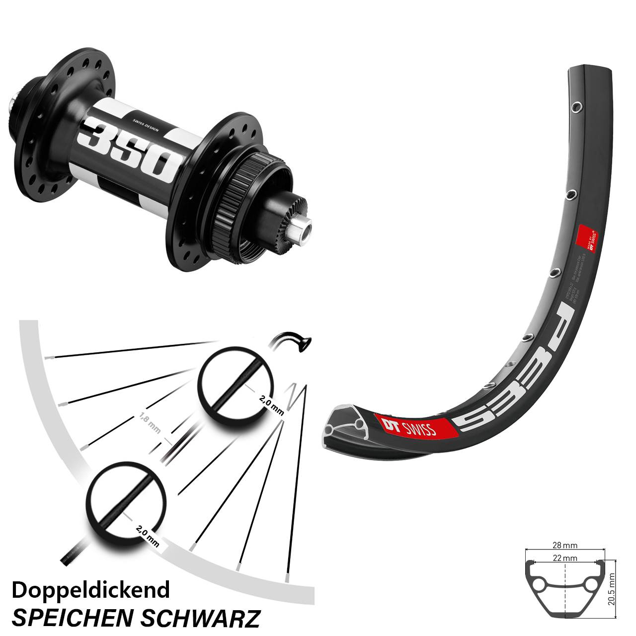 29 Zoll Vorderrad DT Swiss 533 D 350 Centerlock
