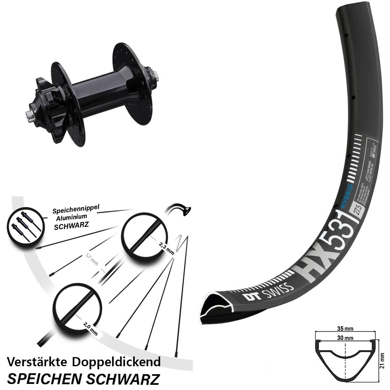 DT Swiss HX531 Formula DC-91 29 Zoll Disc Vorderrad für Schnellspanner