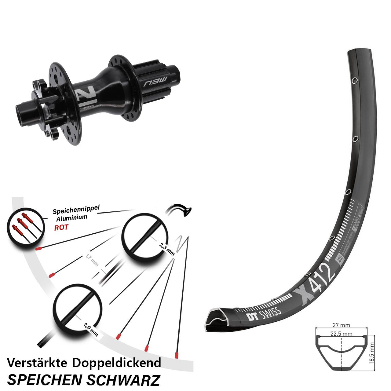 6-Loch Hinterrad 12x142 29 Zoll DT Swiss X 412 Novatec D792 Campagnolo N3W