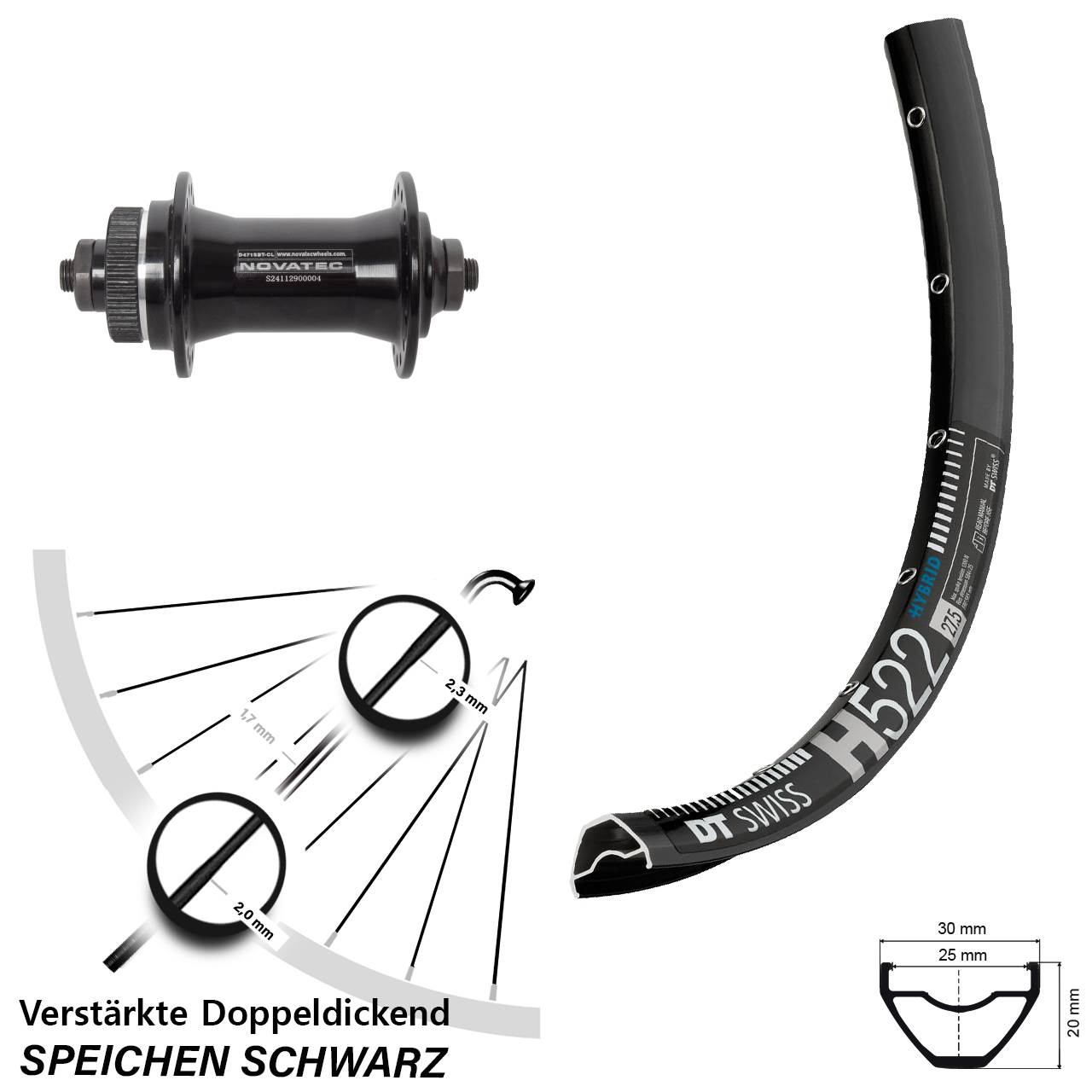 Centerlock Vorderrad für Schnellspanner 29 Zoll DT Swiss H522 Novatec D471