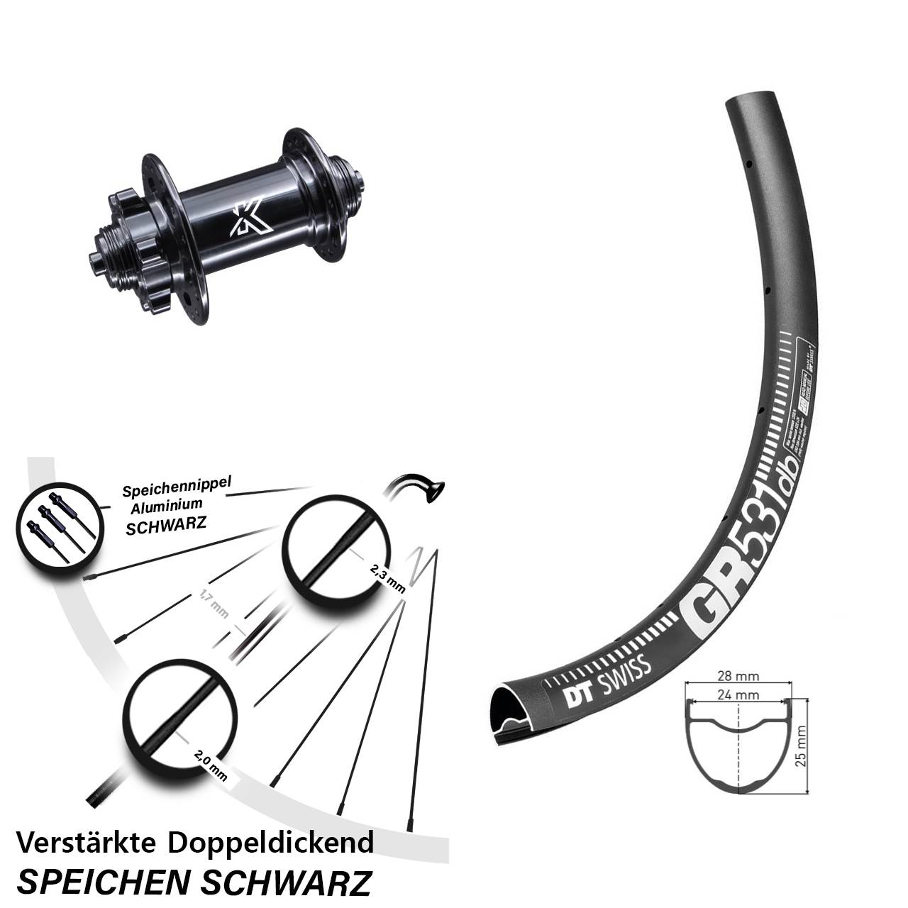 Disc Laufrad QR 29 Zoll DT Swiss GR 531 KX-M