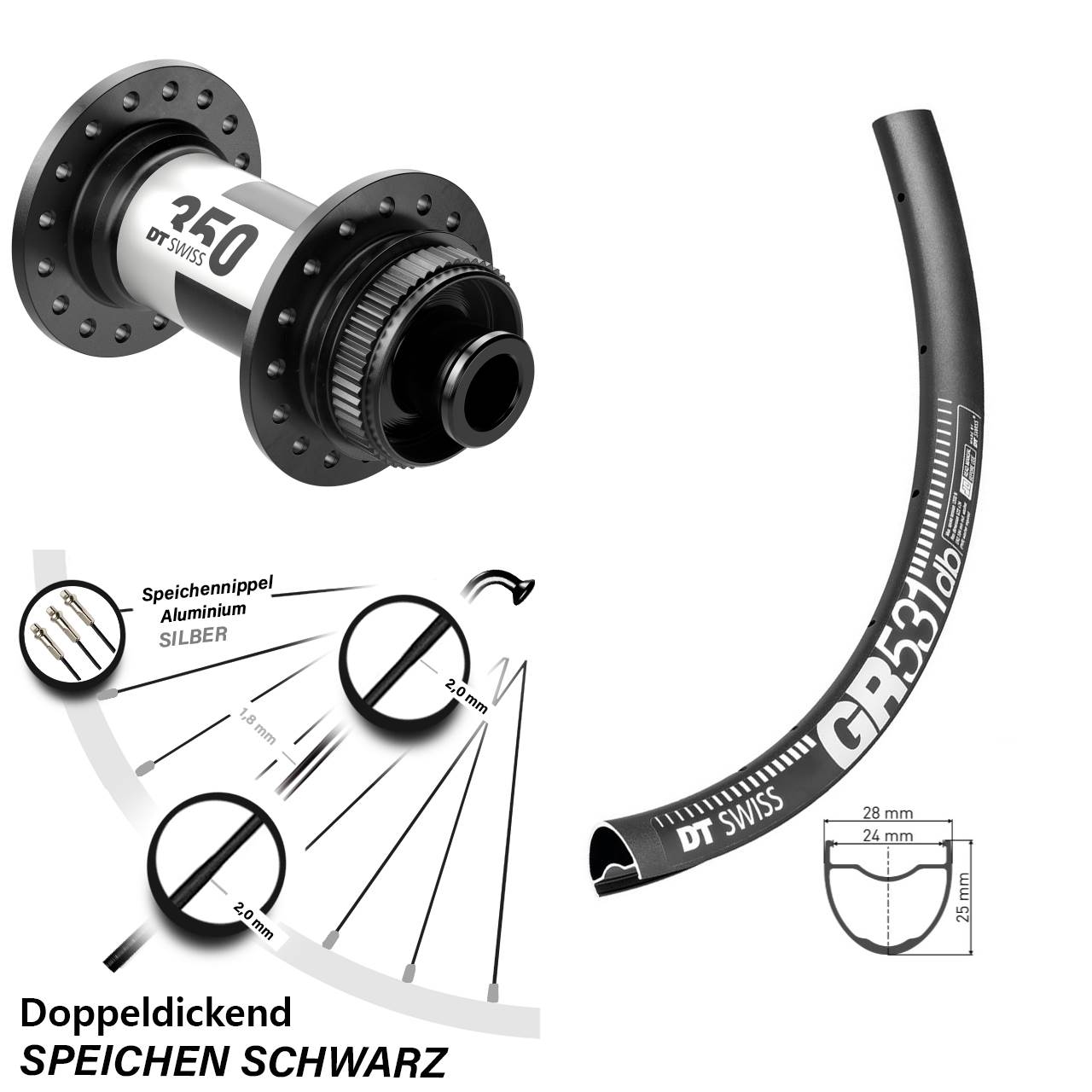 28-29 Zoll Vorderrad GR 531 DT Swiss 350 Centerlock 12x100 mm Gravel