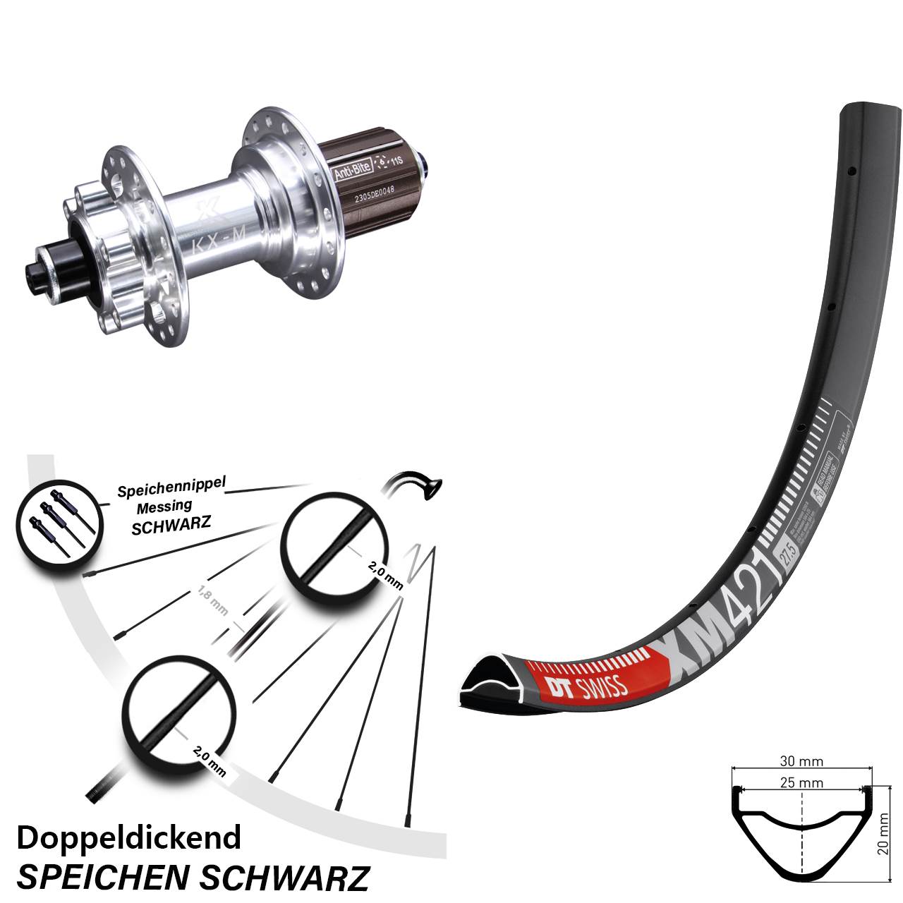 Disc Hinterrad QR 29 Zoll DT Swiss XM 421 KX-M 8-12 fach HG