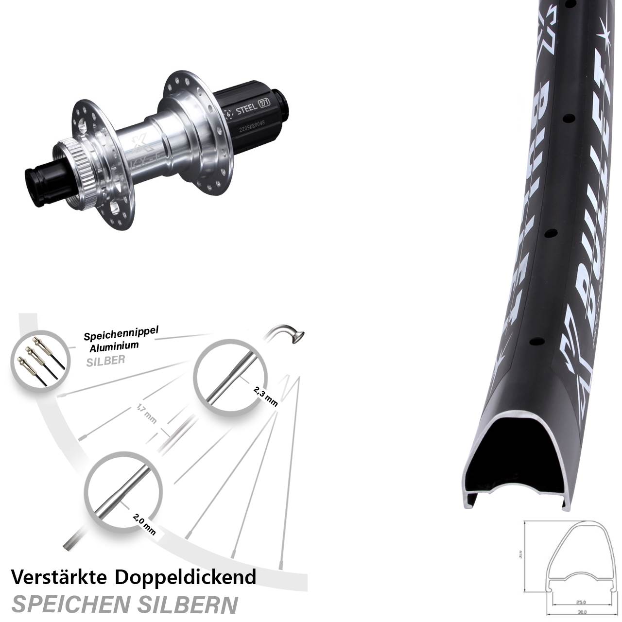 Hinterrad Centerlock 29 Zoll KX-E Bullet OS Heavy Duty 8-12 fach 12x142