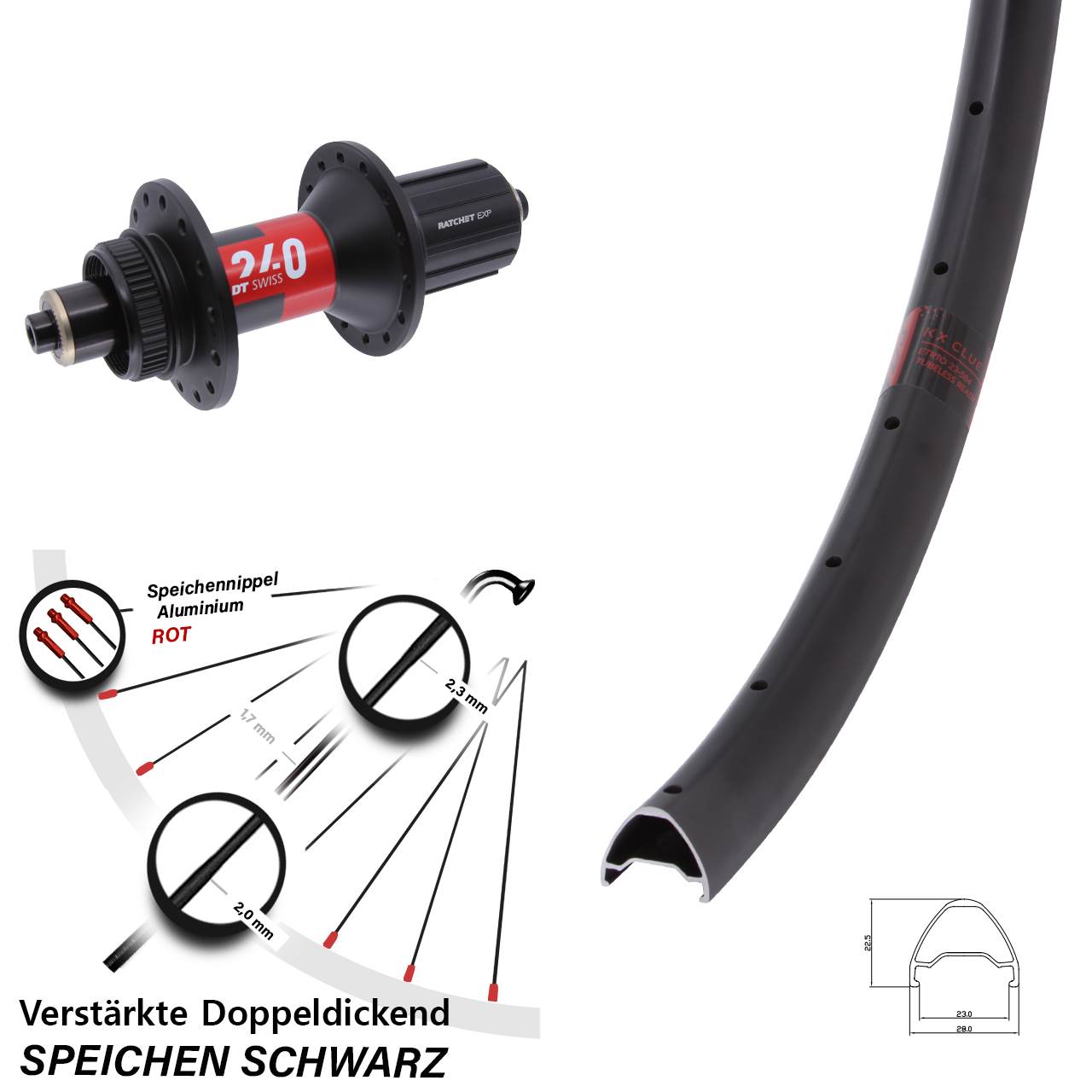 29 Zoll KX Clue DT Swiss 240 EXP Disc Laufrad für Schnellspanner 11-12 fach HG