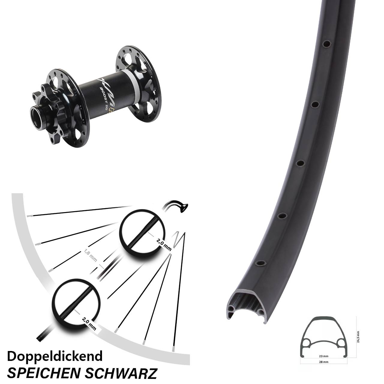 Disc Laufrad 29 Zoll Ambrosio Sport Miche XMH 550 15x110 Boost