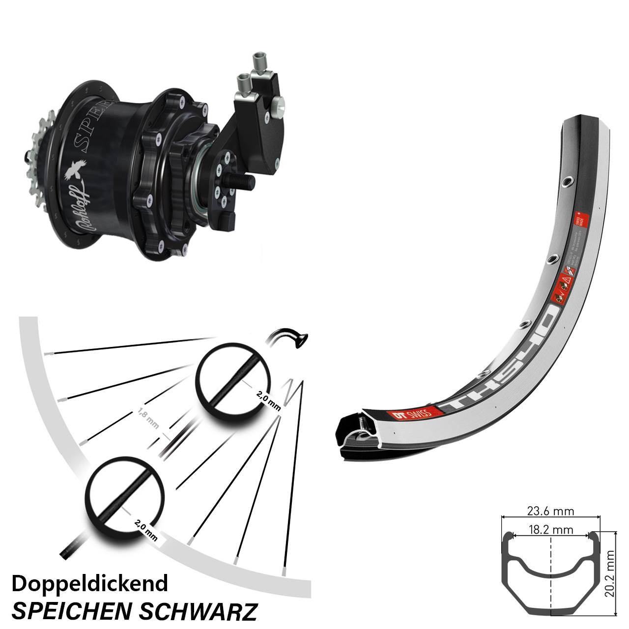 Disc Hinterrrad 28 Zoll DT Swiss TK 540 Rohloff Speedhub 500/14 TS DB OEM