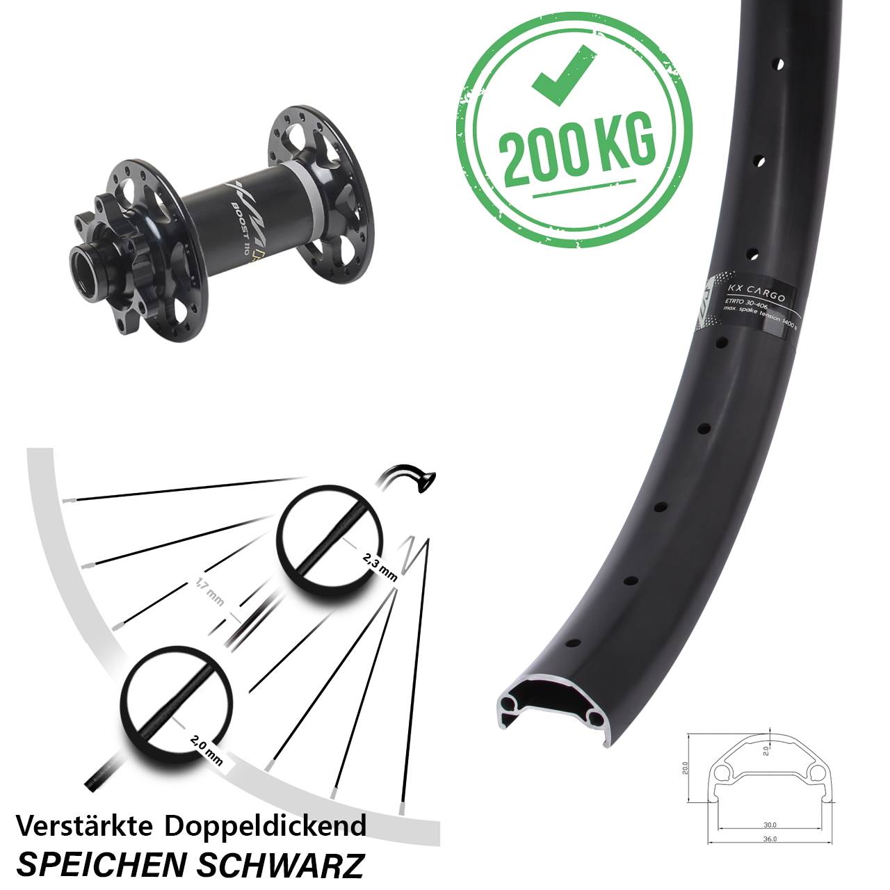 Disc Vorderrad 29 Zoll KX Cargo Miche XMH 550 15x110 Boost