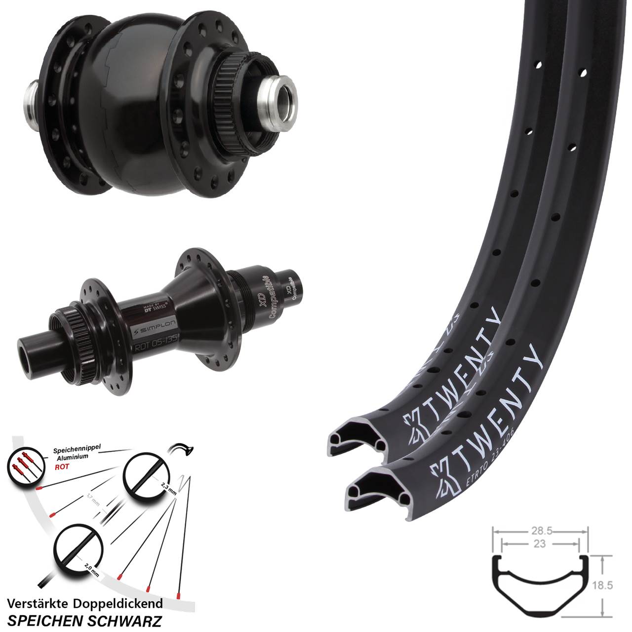 KX Twenty DT Swiss 370 SON 28 20 Zoll Centerlock Laufradsatz 12x100/142 SRAM XD