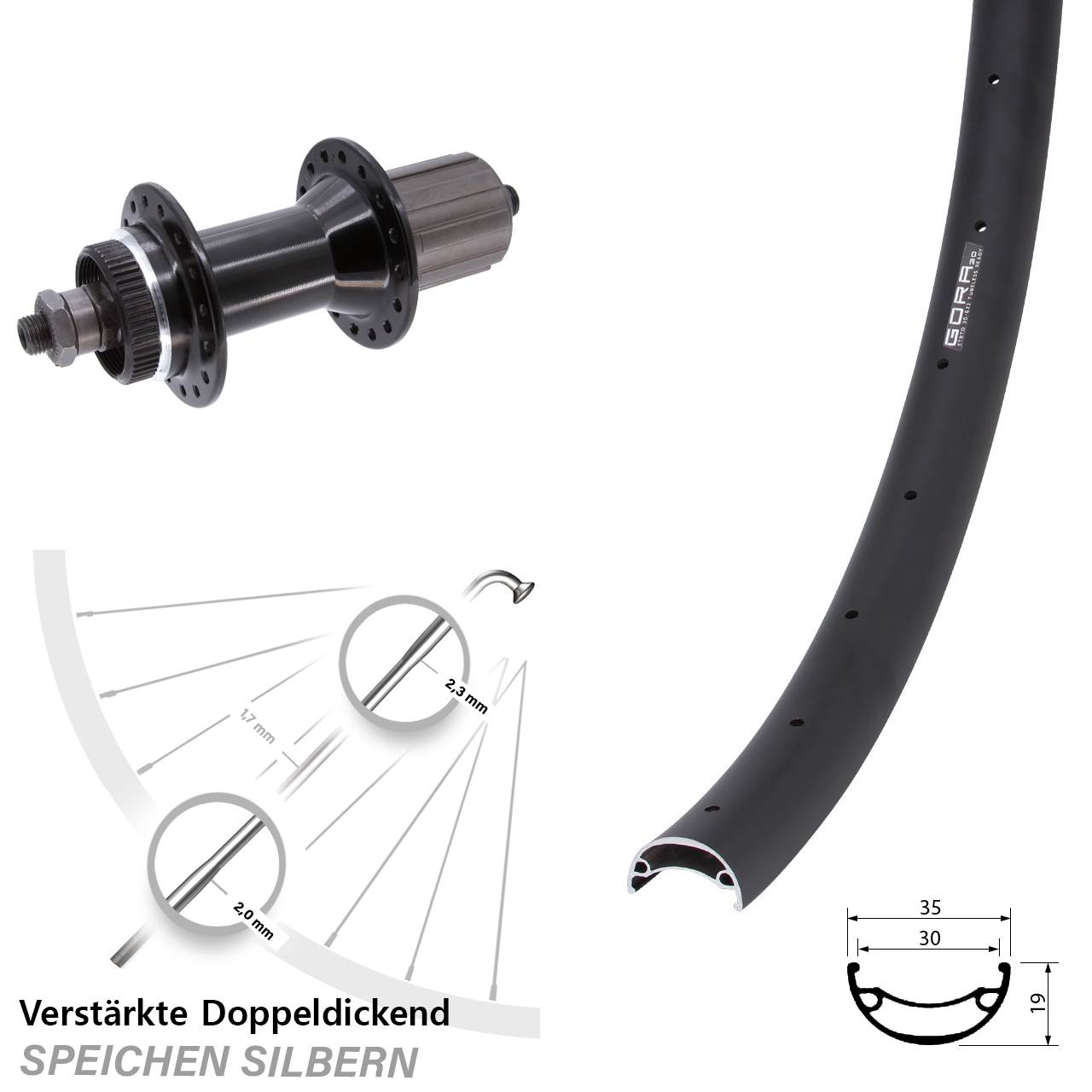 Disc Hinterrad QR 29 Zoll Gora 30 Joytech 5x135 mm schwarz Centerlock 8-11 fach