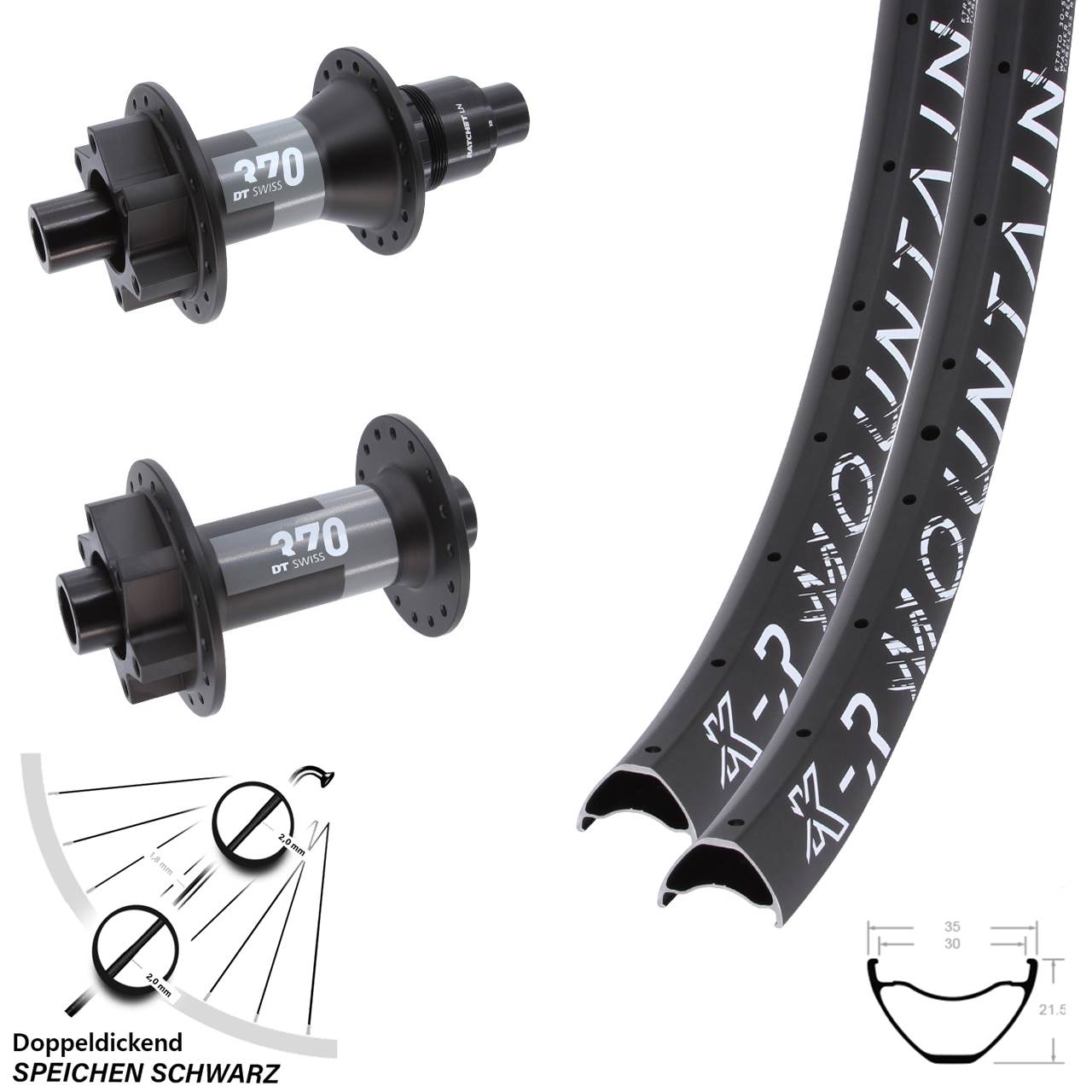 Laufradsatz 6-Loch 15x110 12x148 29+Zoll KX-R Mountain DT Swiss 370 XD