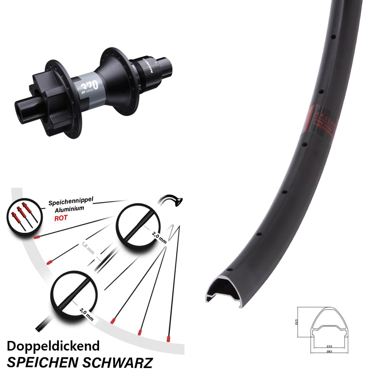 Hinterrad 6-Loch 28-29 Zoll KX Clue DT Swiss 370 XD 11-12 fach 12x142