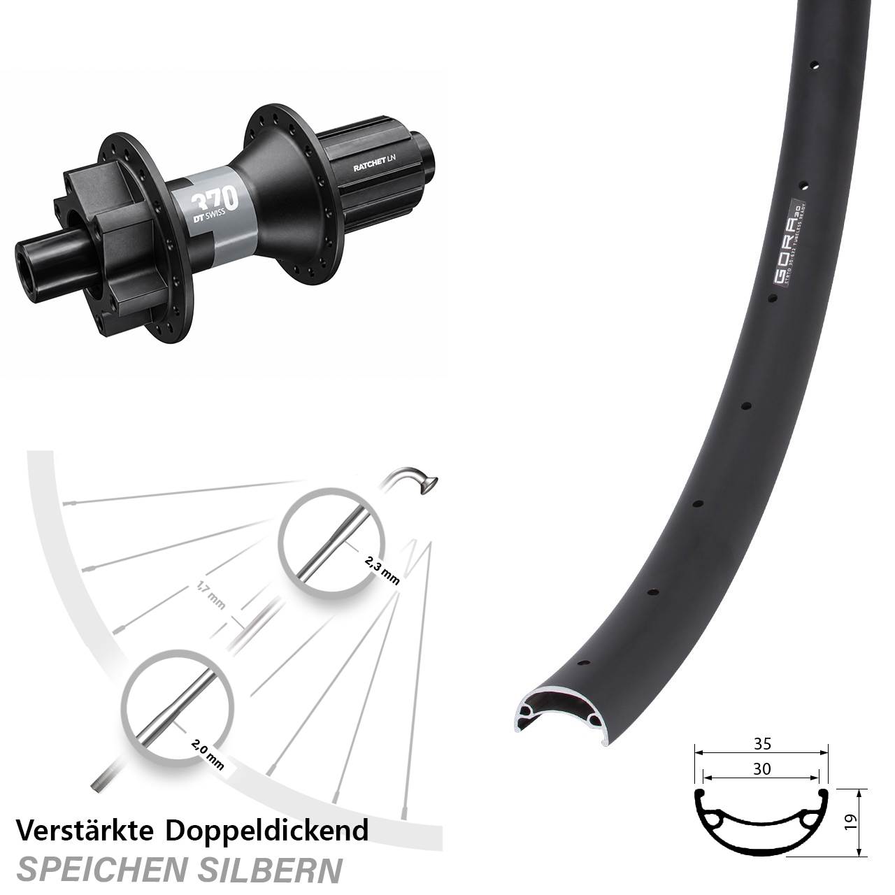 29 Zoll Gora 30 DT Swiss 370 Disc Laufrad 12x142 8-11 fach HG