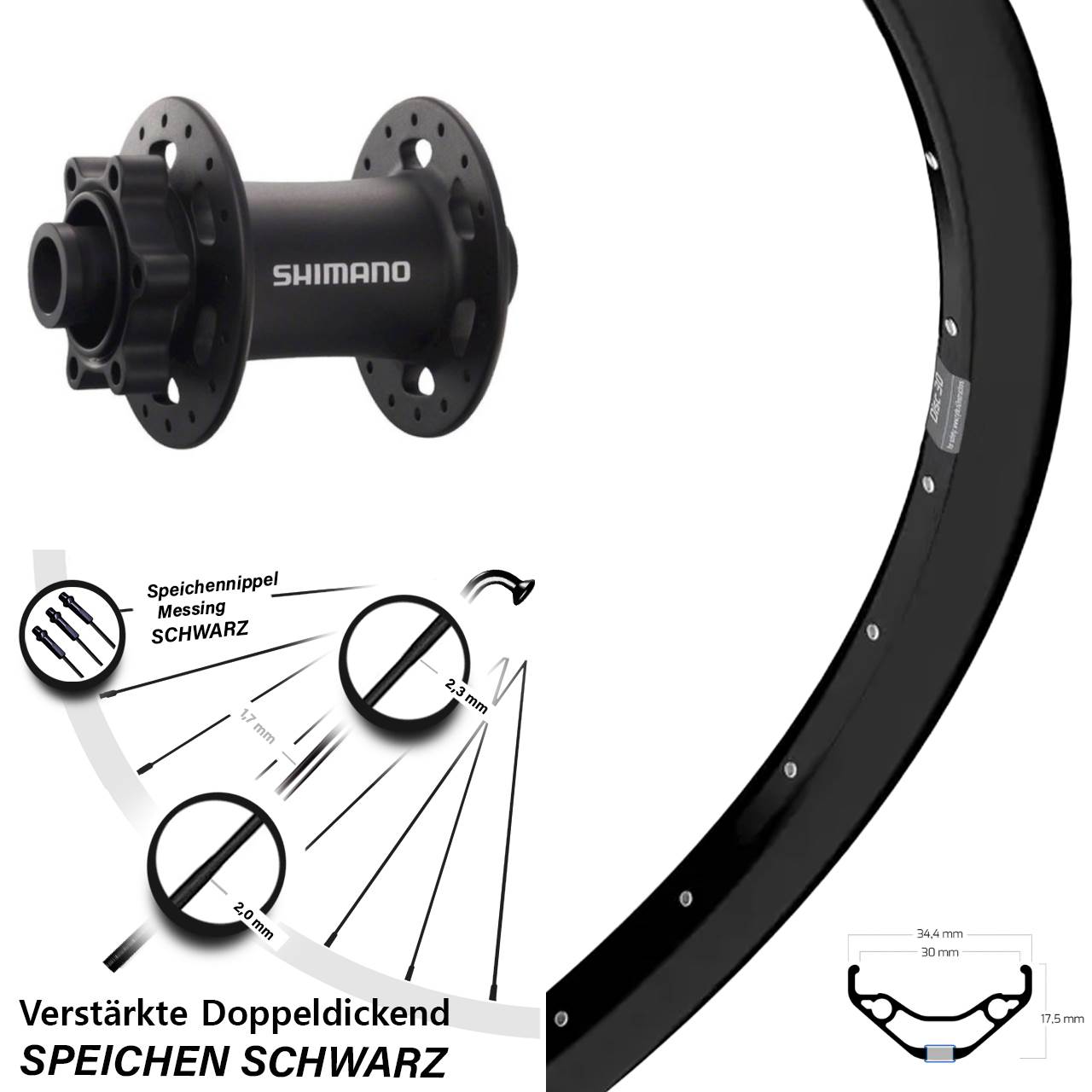 Vorderrad 15x100 29 Zoll Ryde Disc 30 Shimano HB-M758